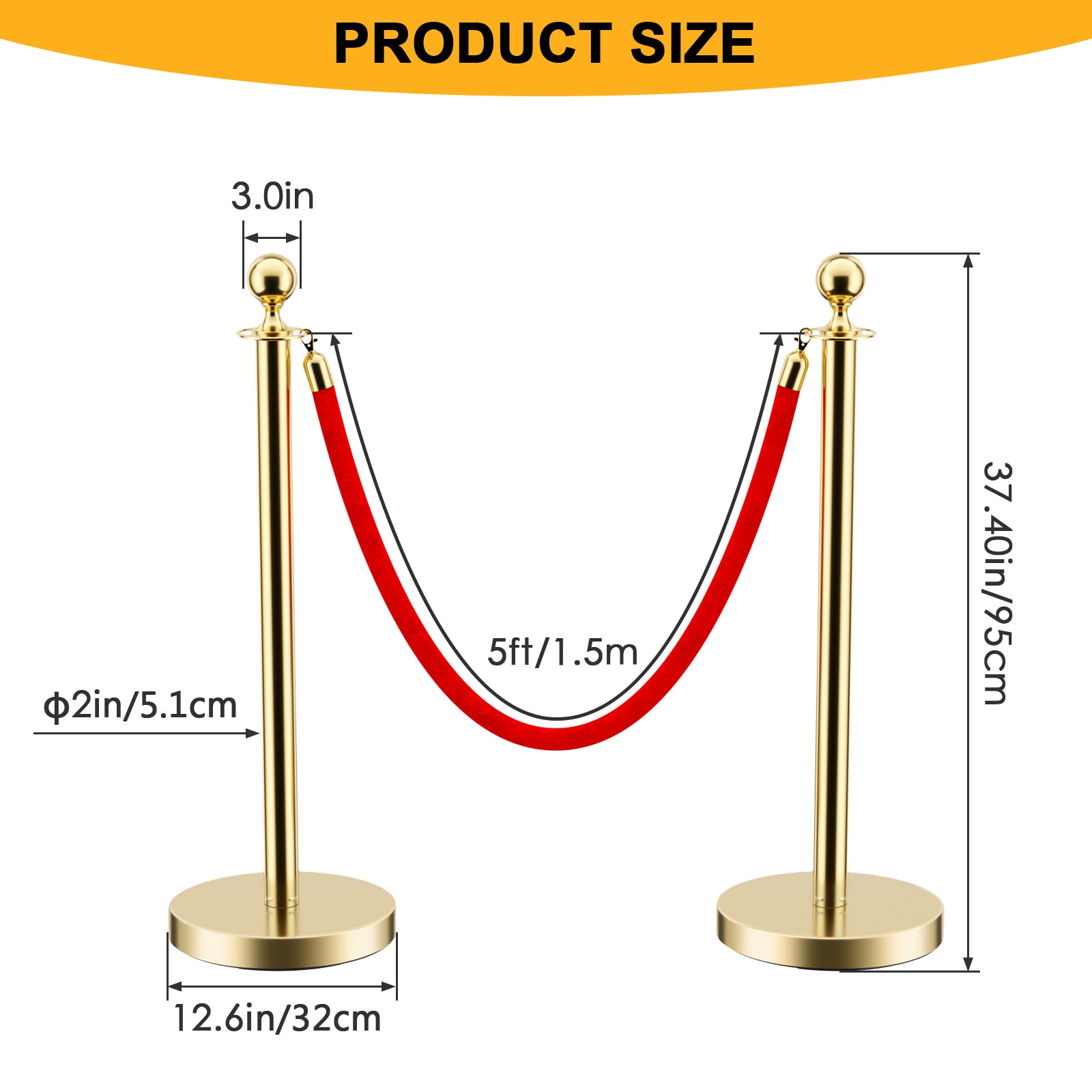 Hollow Base and Velvet Ropes Safety Barriers Set