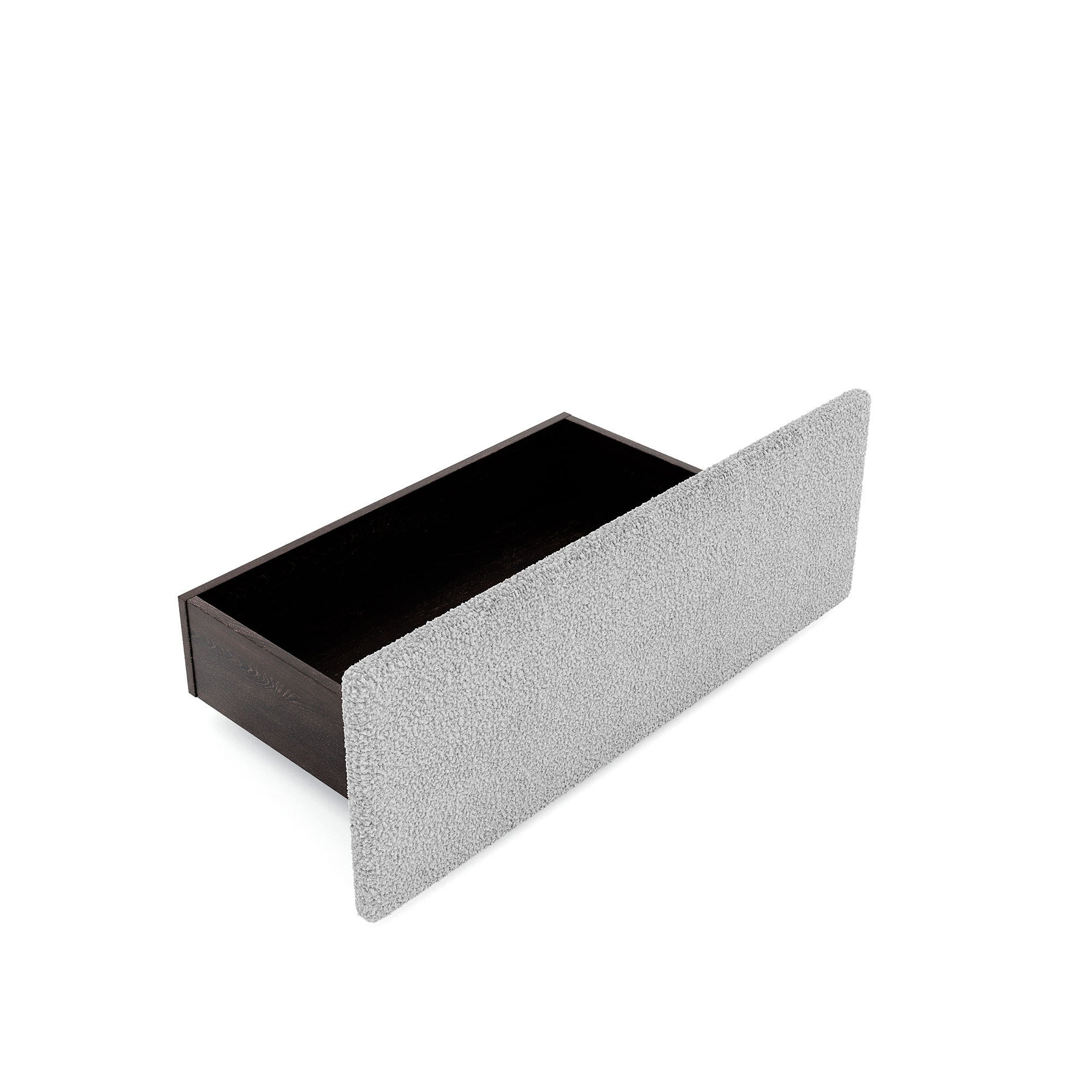 Full Size Upholstered Platform Bed with 4 Drawers and White Edge on the Headboard & Footboard, Gray