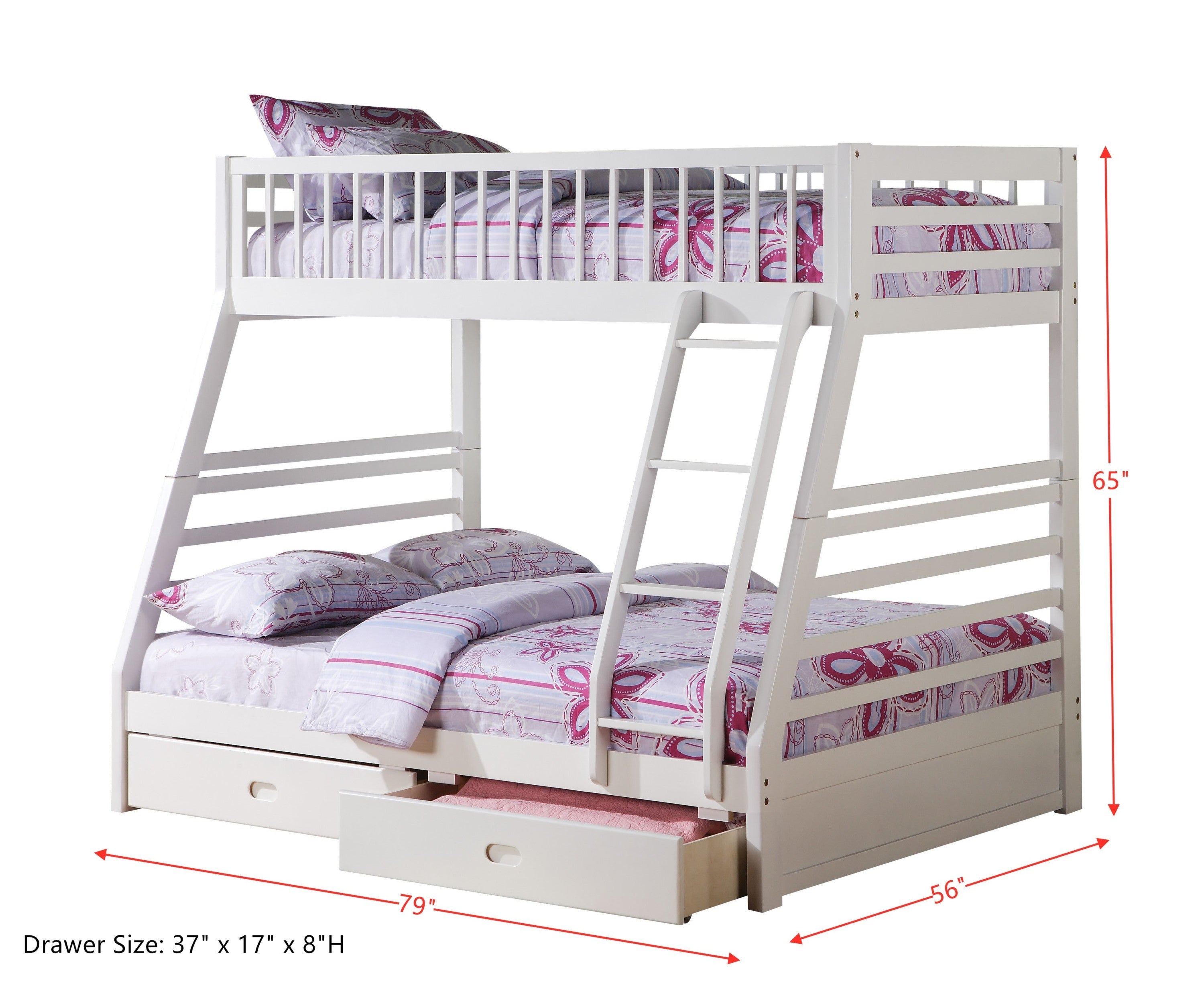 Jason Bunk Bed (Twin/Full & Storage), Gray (1Set/2Ctn) 37840
