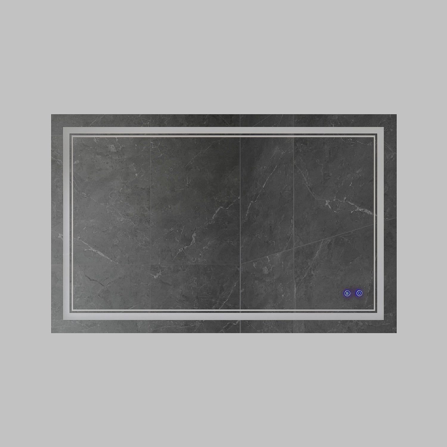 40 x 24 Inch Frameless LED Illuminated Bathroom Wall Mirror, Touch Button Defogger, Rectangular, Silver