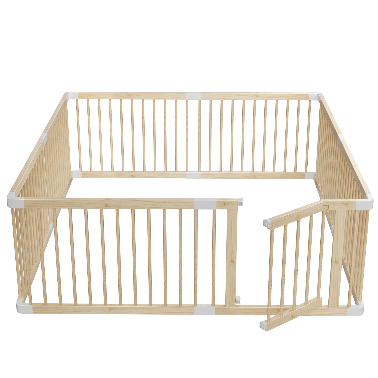 Large Wooden Baby Playpen, Adjustable Gate for Toddler and Babies