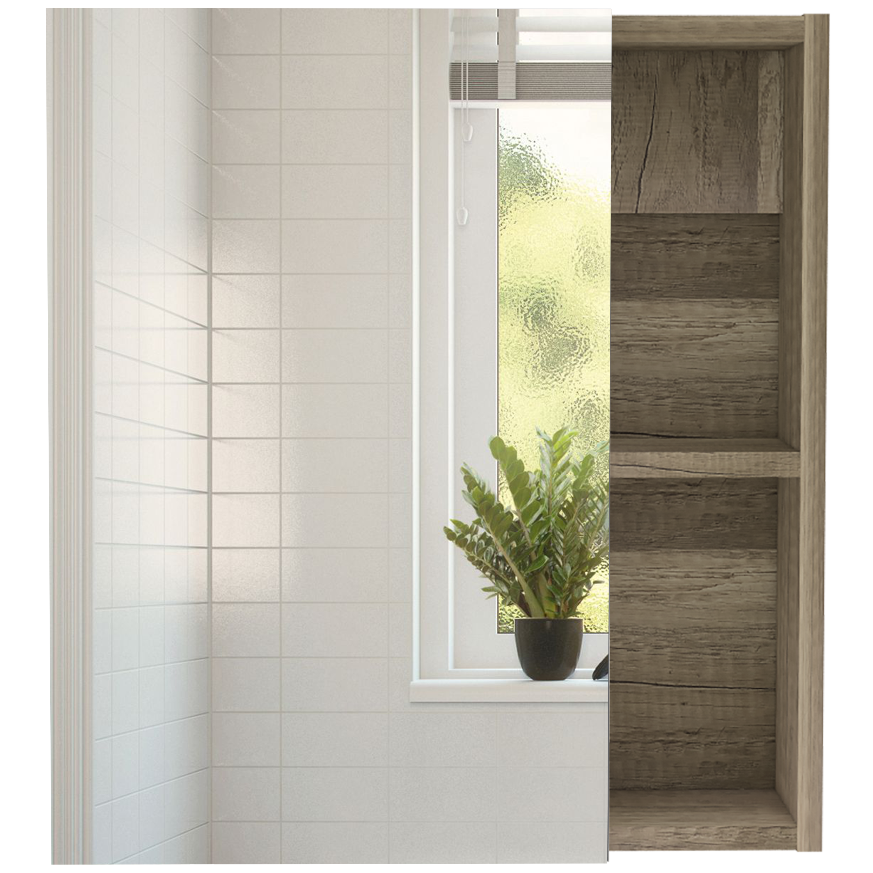 Medicine Cabinet Mirror Clifton, Five Internal Shelves, Pine Finish