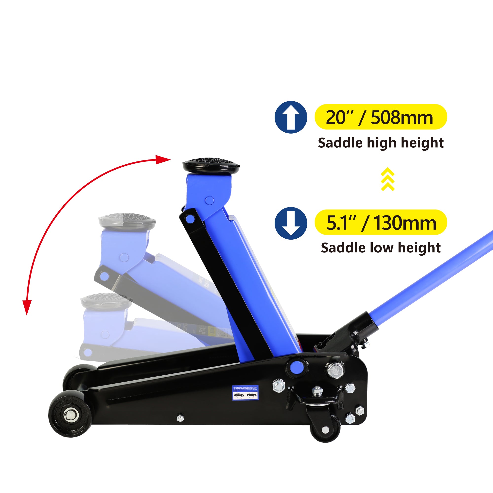 Hydraulic trolley Low Profile and Steel Racing 3 Ton (6,000 lb) Capacity, Floor Jack with Piston Quick Lift Single Pump, Blue Lifting range 5.1"-20"