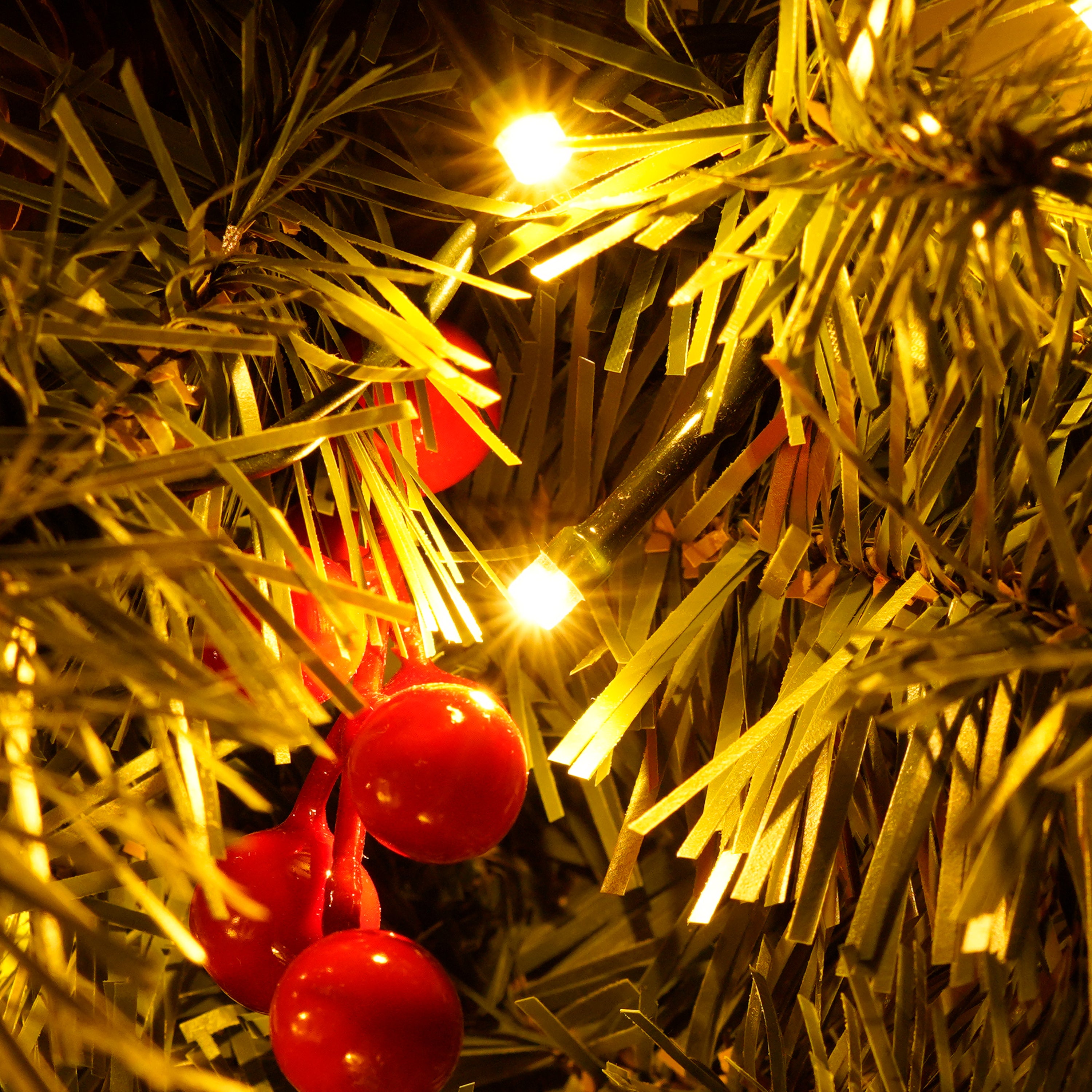 Xmas Tree Artificial Christmas 4-Piece Set,Garland, Wreath and Set of 2 3FT Entrance Trees X-mas with LED Lights, Christmas Tree