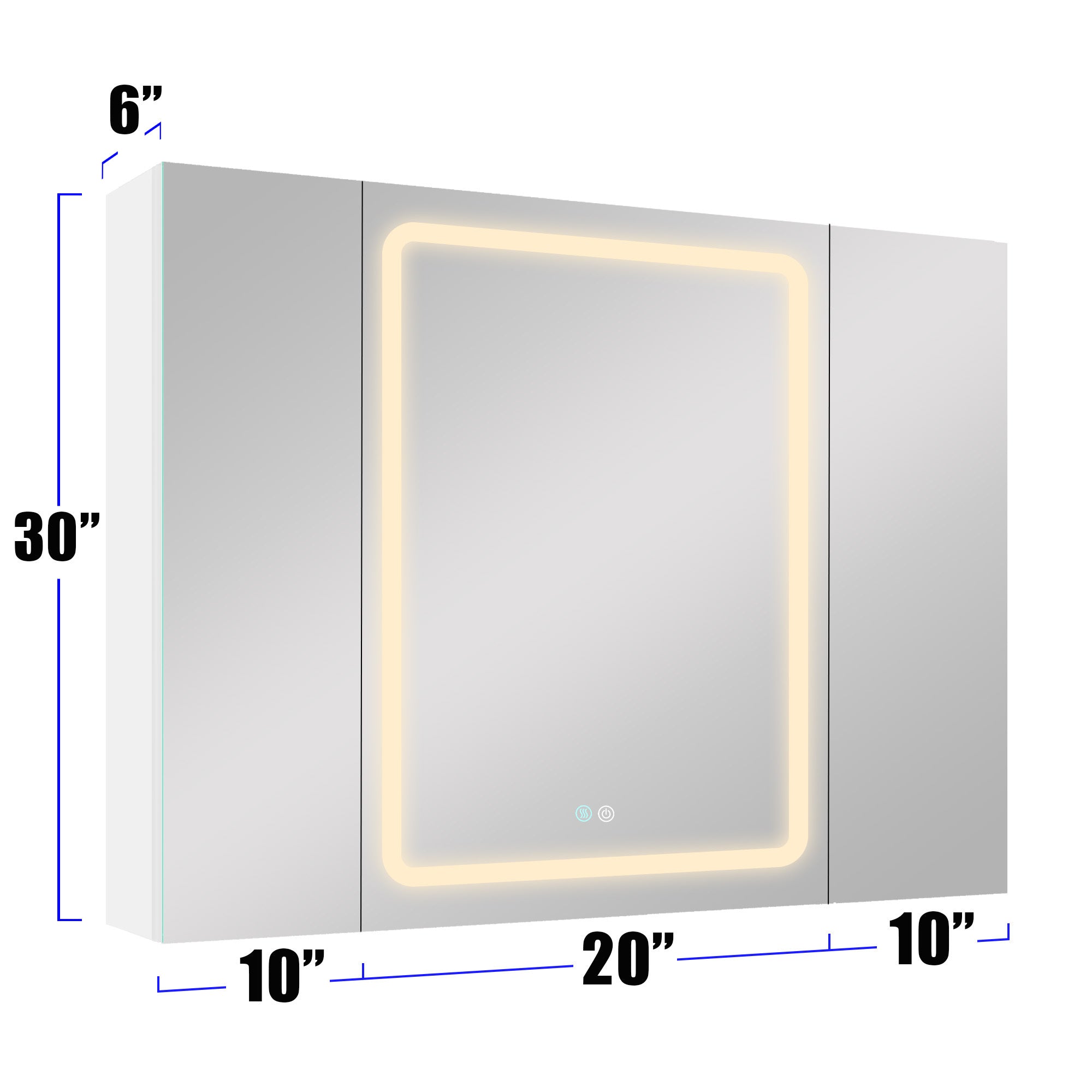 40x30 Inch LED Bathroom Medicine Cabinet Surface Mount Double Door Lighted Medicine Cabinet, Medicine Cabinets for Bathroom with Mirror Defogging, Dimmer White