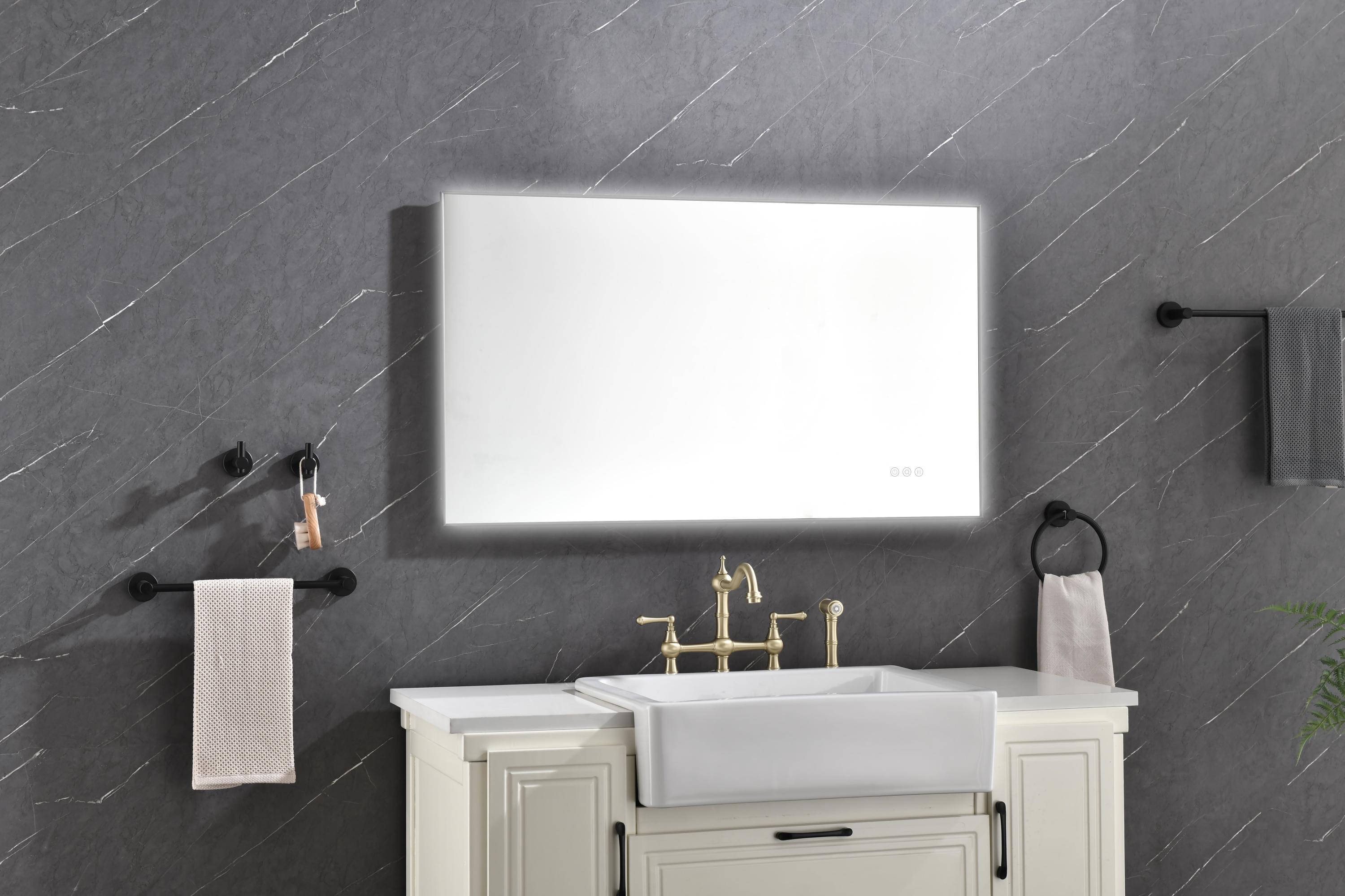 Super Bright Led Bathroom Mirror with Lights,Metal Frame Mirror Wall Mounted Lighted Vanity Mirrors for Wall,Anti Fog Dimmable Led Mirror for Makeup,Vertical/horizontalGunGray Metal