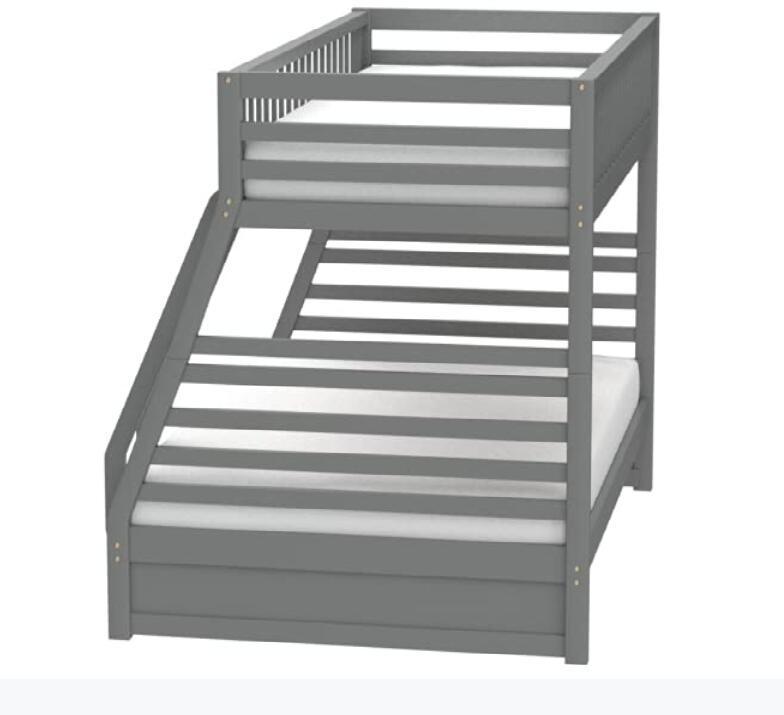 Jason Bunk Bed (Twin/Full & Storage), Gray (1Set/2Ctn) 37840