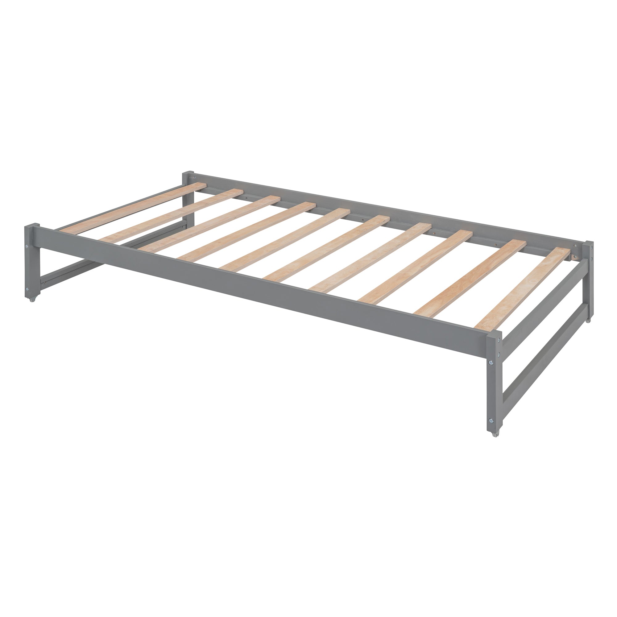 Twin XL Wooden Daybed with 2 Twin Trundles and Storage Shelf, Daybed with USB Charging Ports, No Box-spring Needed, Gray