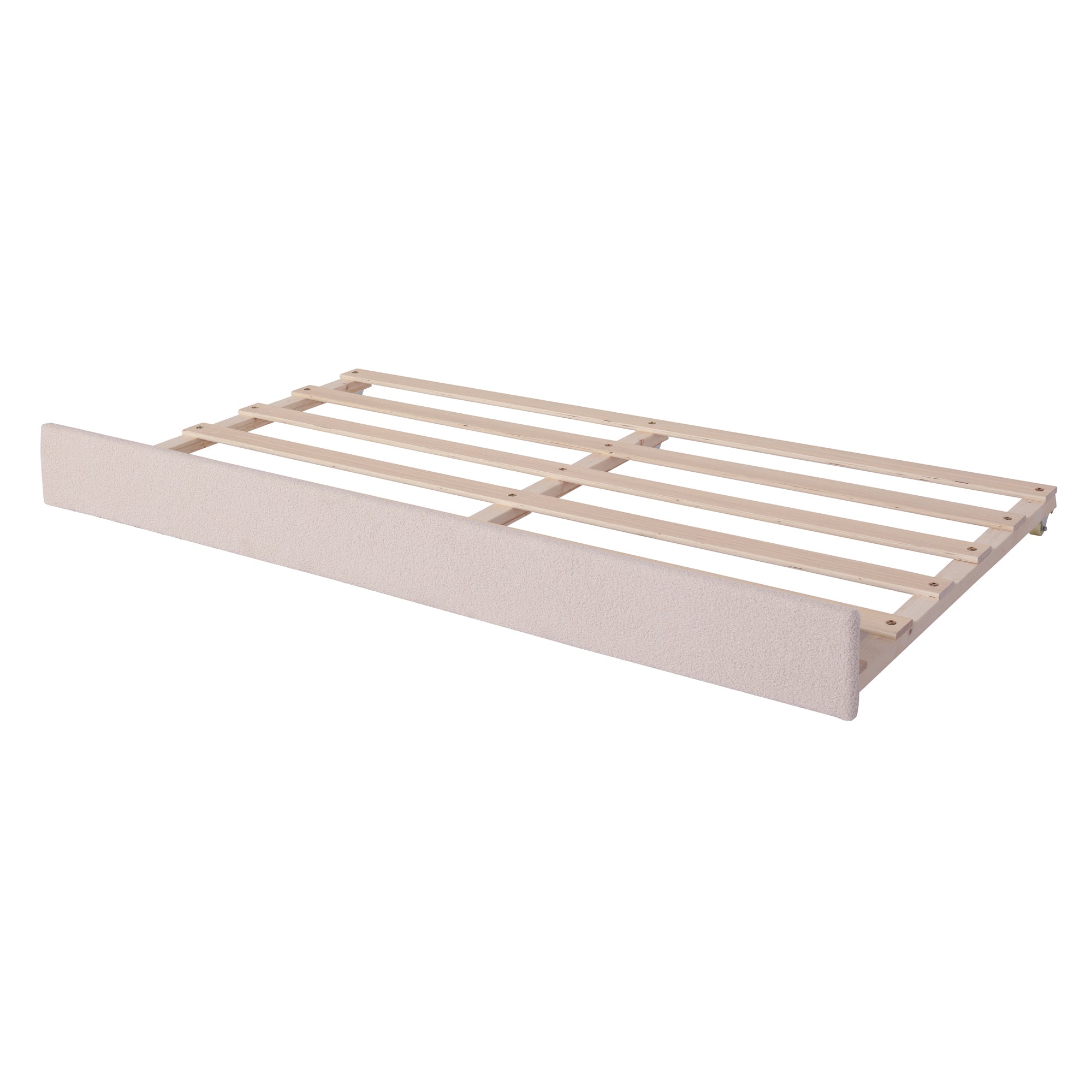 Teddy Fleece Twin Size Upholstered Daybed with Light and Trundle, Beige