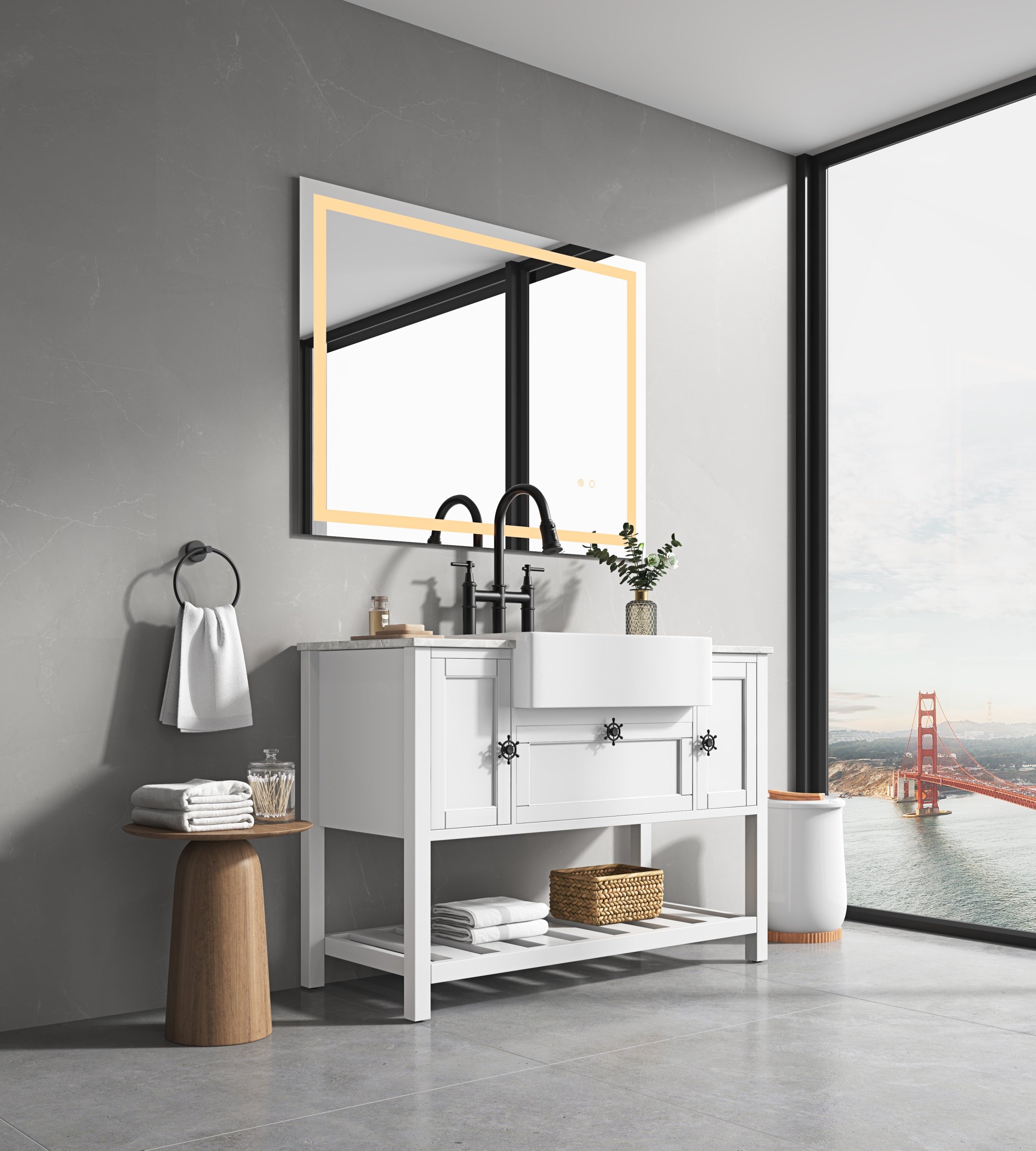 LED Bathroom Mirror 48 "x 36 " with Front and Backlight, Large Dimmable Wall Mirrors with Anti-Fog, Shatter-Proof, Memory, 3Colors, LED Vanity Mirror
