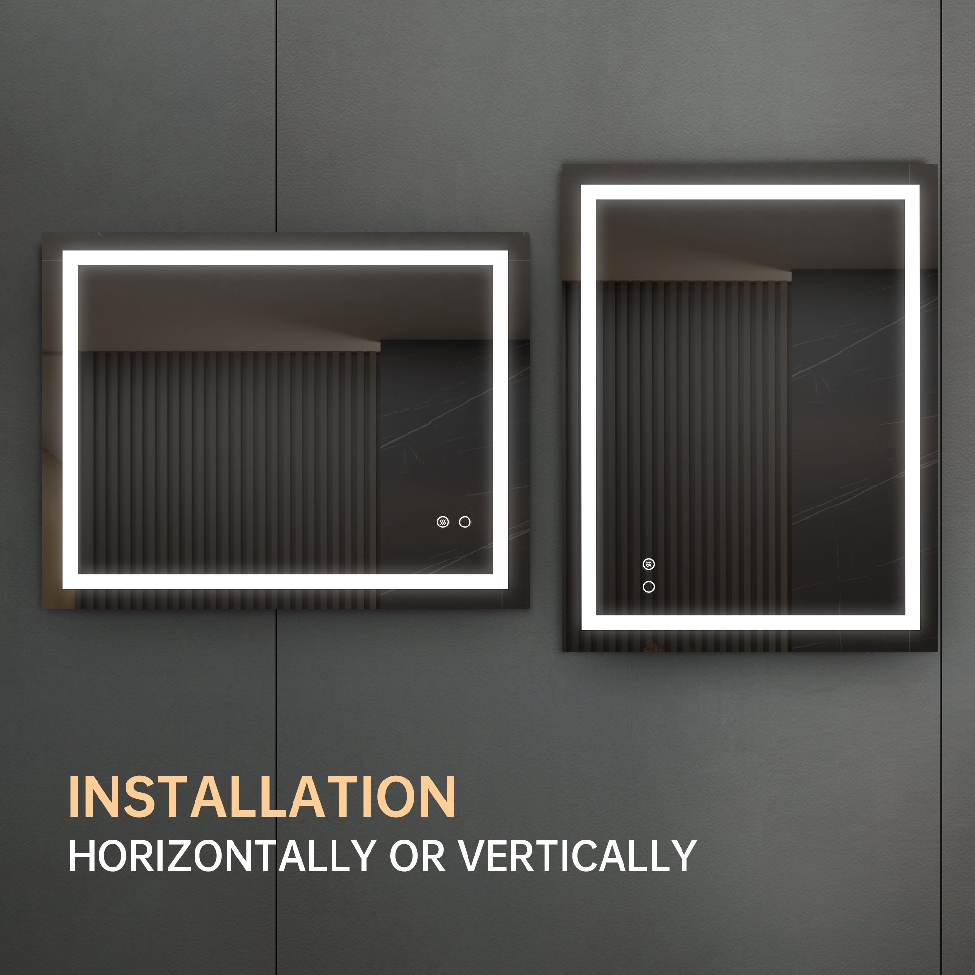 28“*36” LED Lighted Bathroom Wall Mounted Mirror with High Lumen+Anti-Fog Separately Control+Dimmer Function