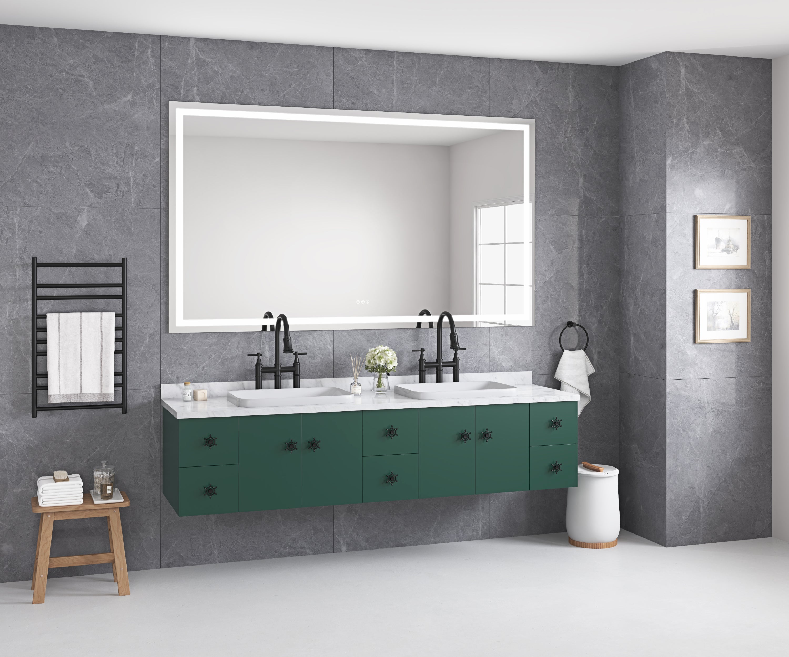 72 in. W x 36 in. H Frameless LED Single Bathroom Vanity Mirror in Polished Crystal Bathroom Vanity LED Mirror with 3 Color Lights Mirror for Bathroom Wall Smart Lighted Vanity Mirrors Dimm