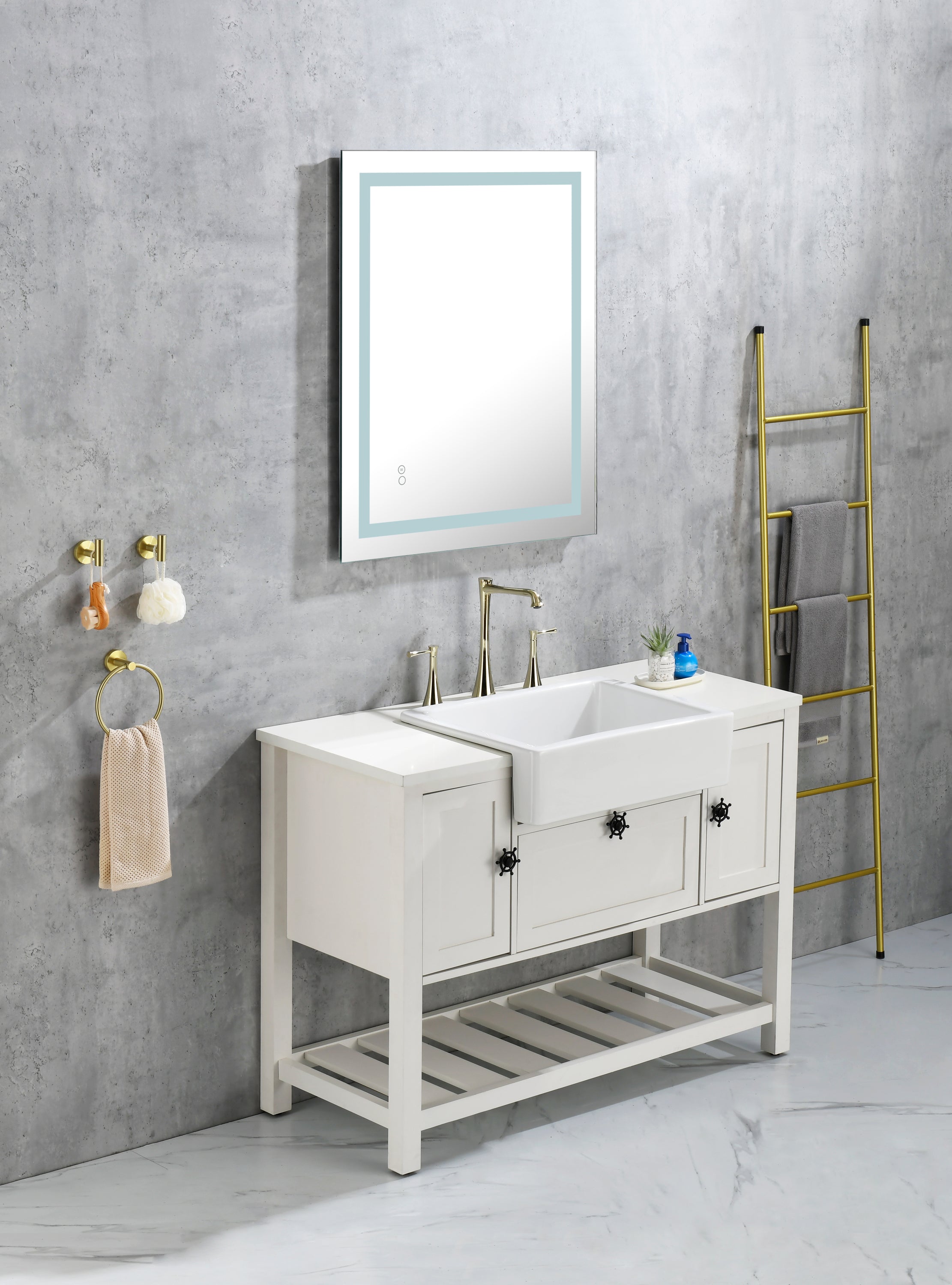 28*36 LED Lighted Bathroom Wall Mounted Mirror with High Lumen+Anti-Fog Separately Control Dimmer Function