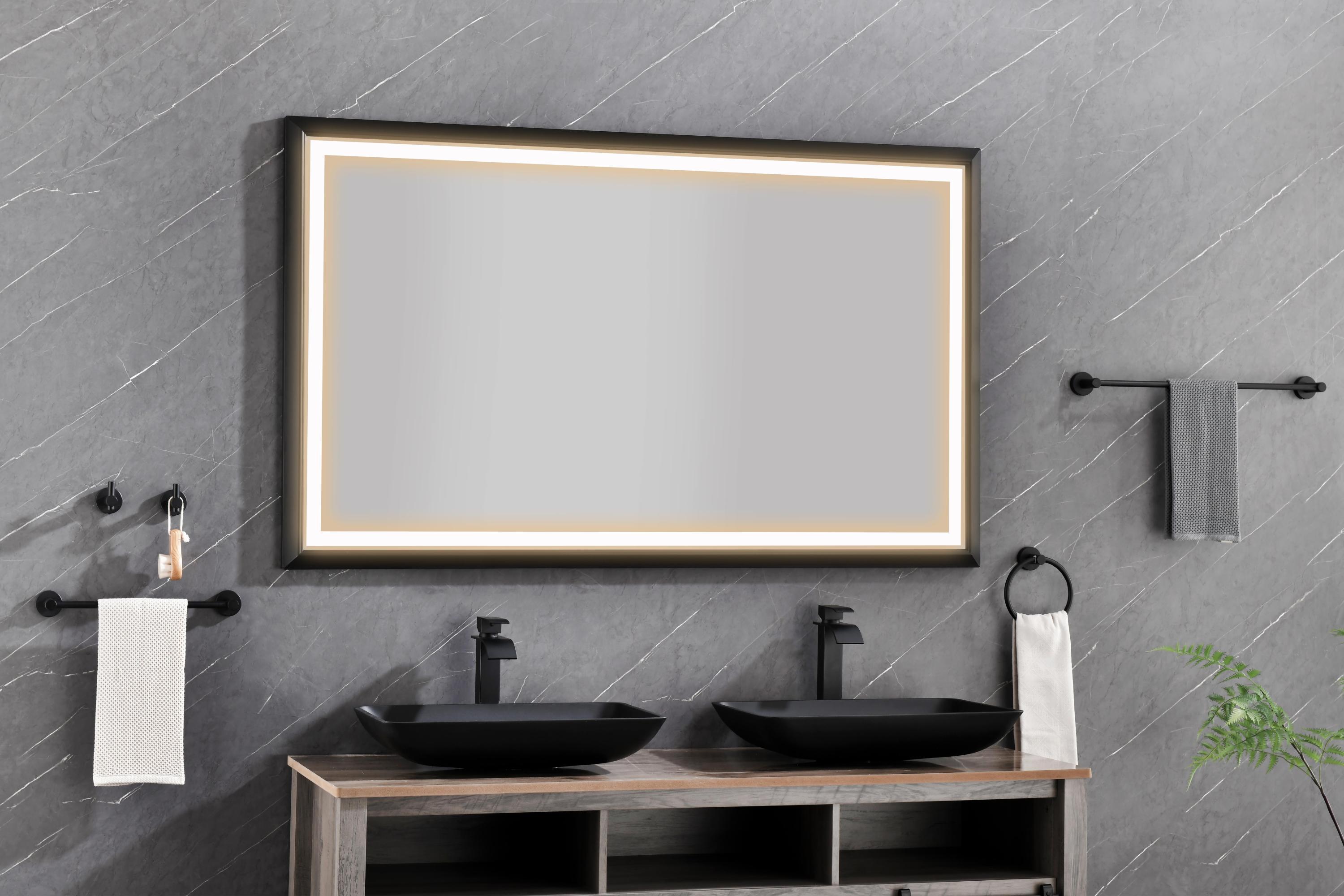 bathroom led mirror is multi-functional and each function is controlled by a smart touch button.