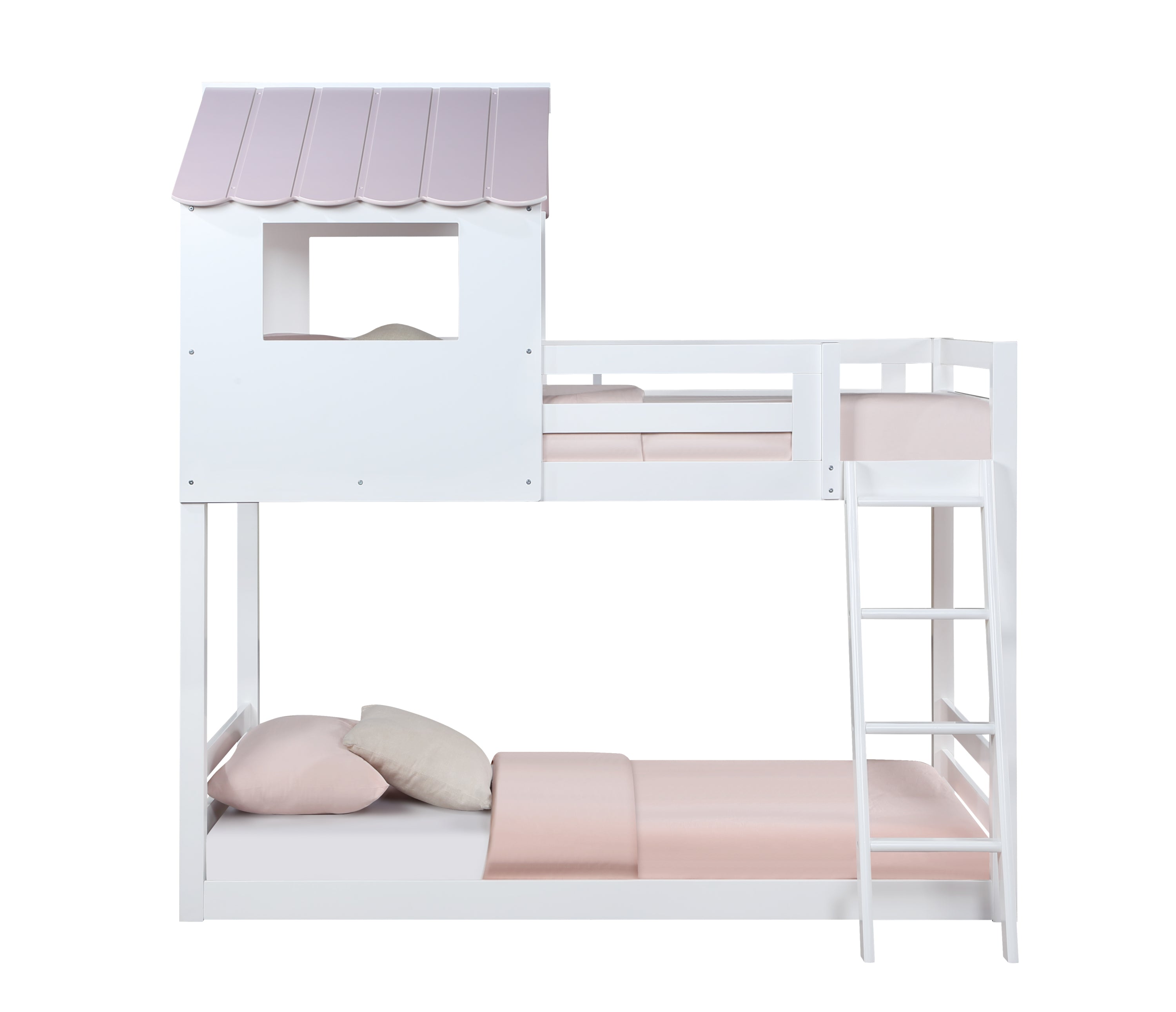 Solenne T/T Bunk Bed, White & Pink Finish BD00705
