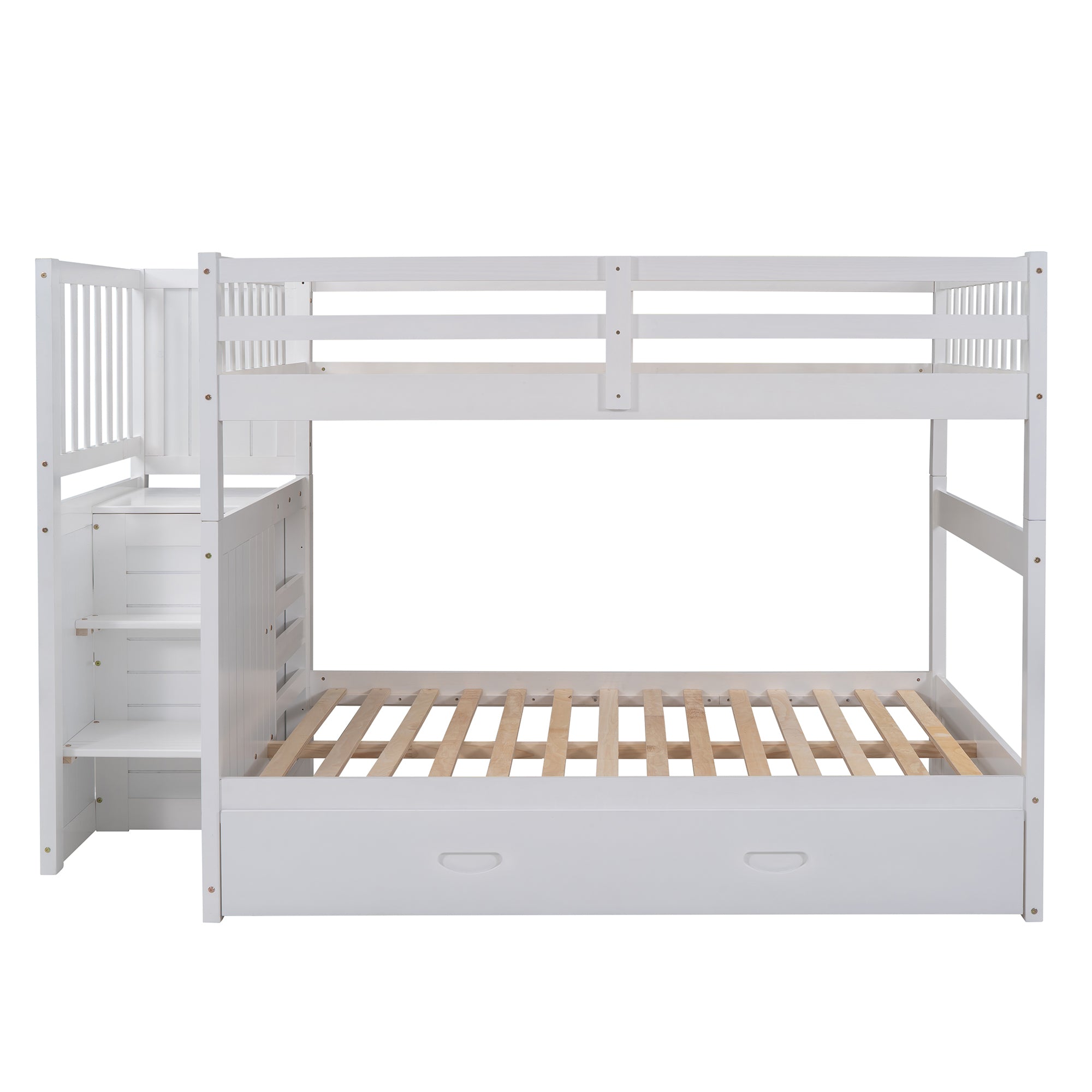 Full over Full Bunk Bed with Twin Size Trundle, White (old sku: LT000026AAK )