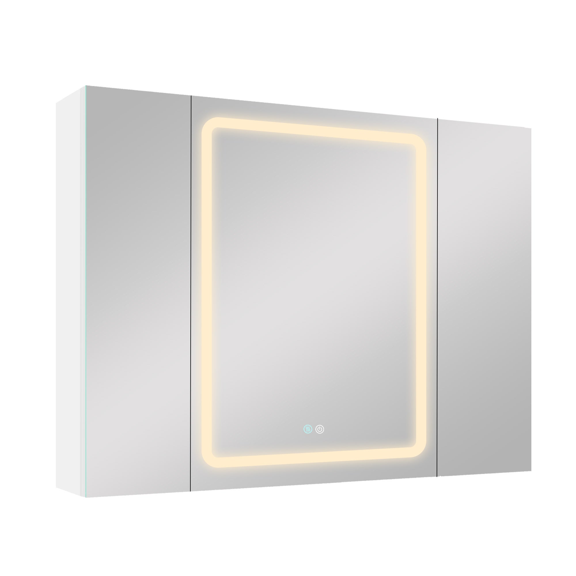 40x30 Inch LED Bathroom Medicine Cabinet Surface Mount Double Door Lighted Medicine Cabinet, Medicine Cabinets for Bathroom with Mirror Defogging, Dimmer White