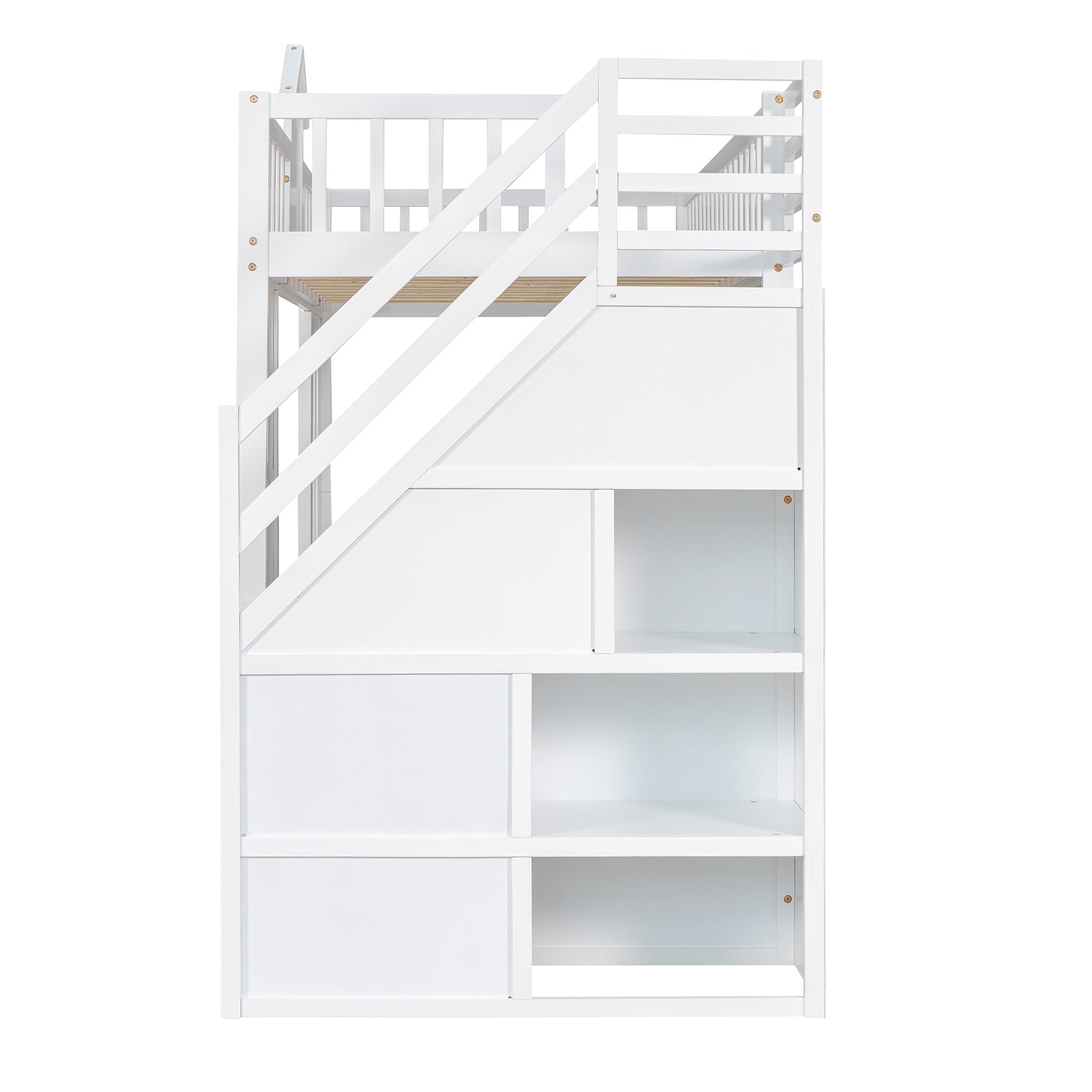 Twin-Over-Twin Bunk Bed with Changeable Table , Bunk Bed Turn into Upper Bed and Down Desk with 2 Drawers - White
