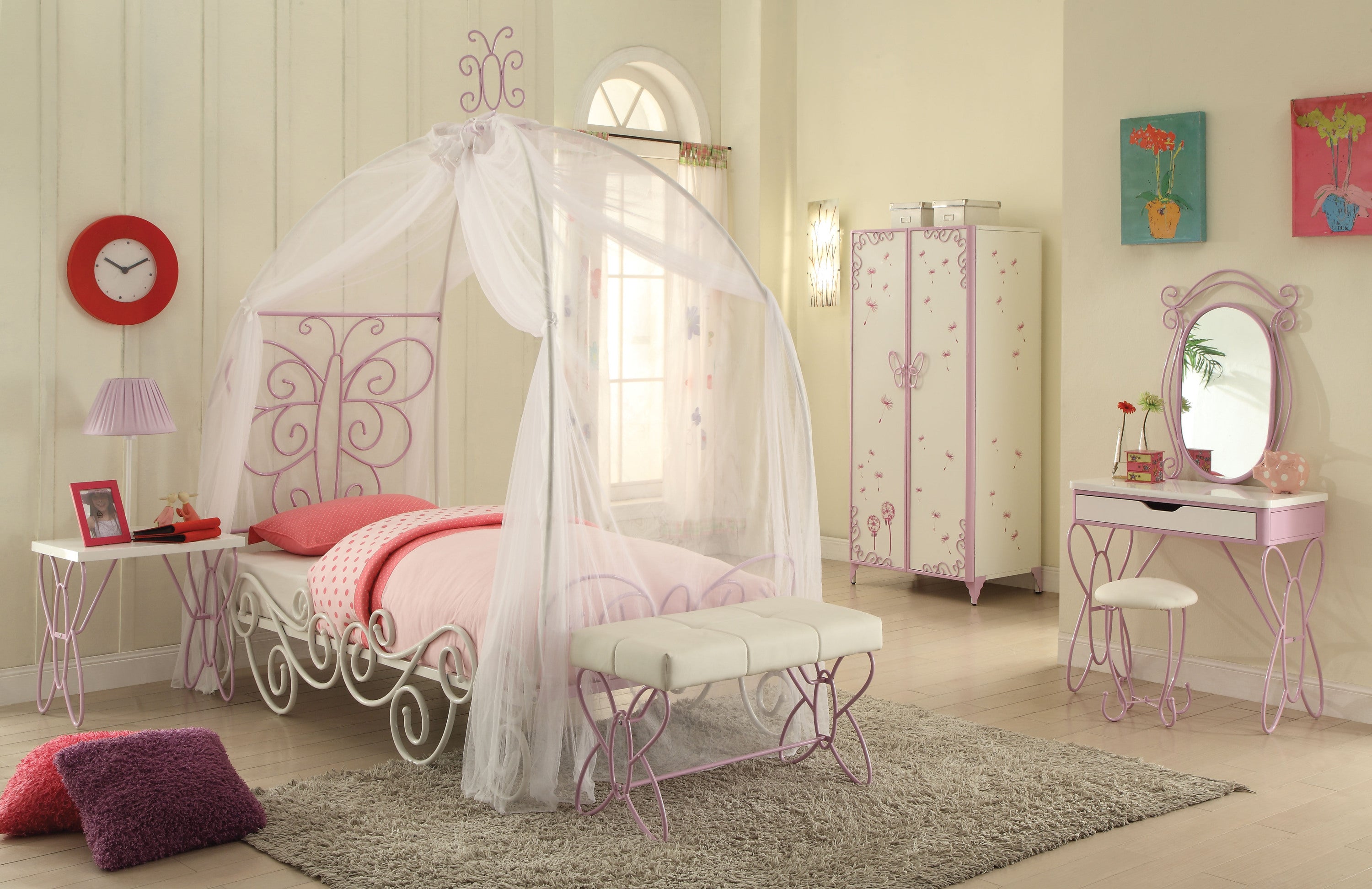 Priya II Full Bed in White & Light Purple 30535F