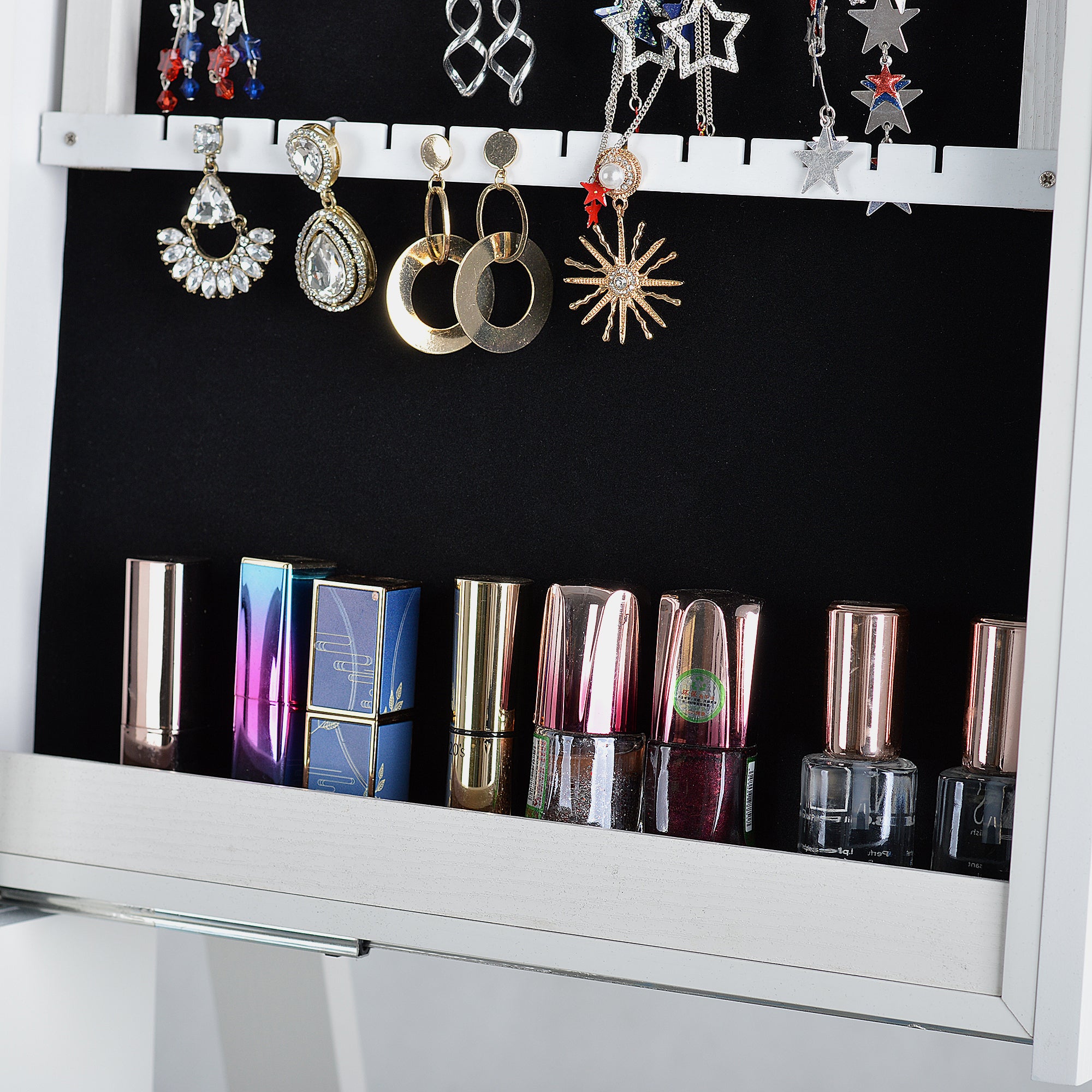 Fashion Full Mirror Standing Mirror Jewelry Cabinet With Two Storage Drawers