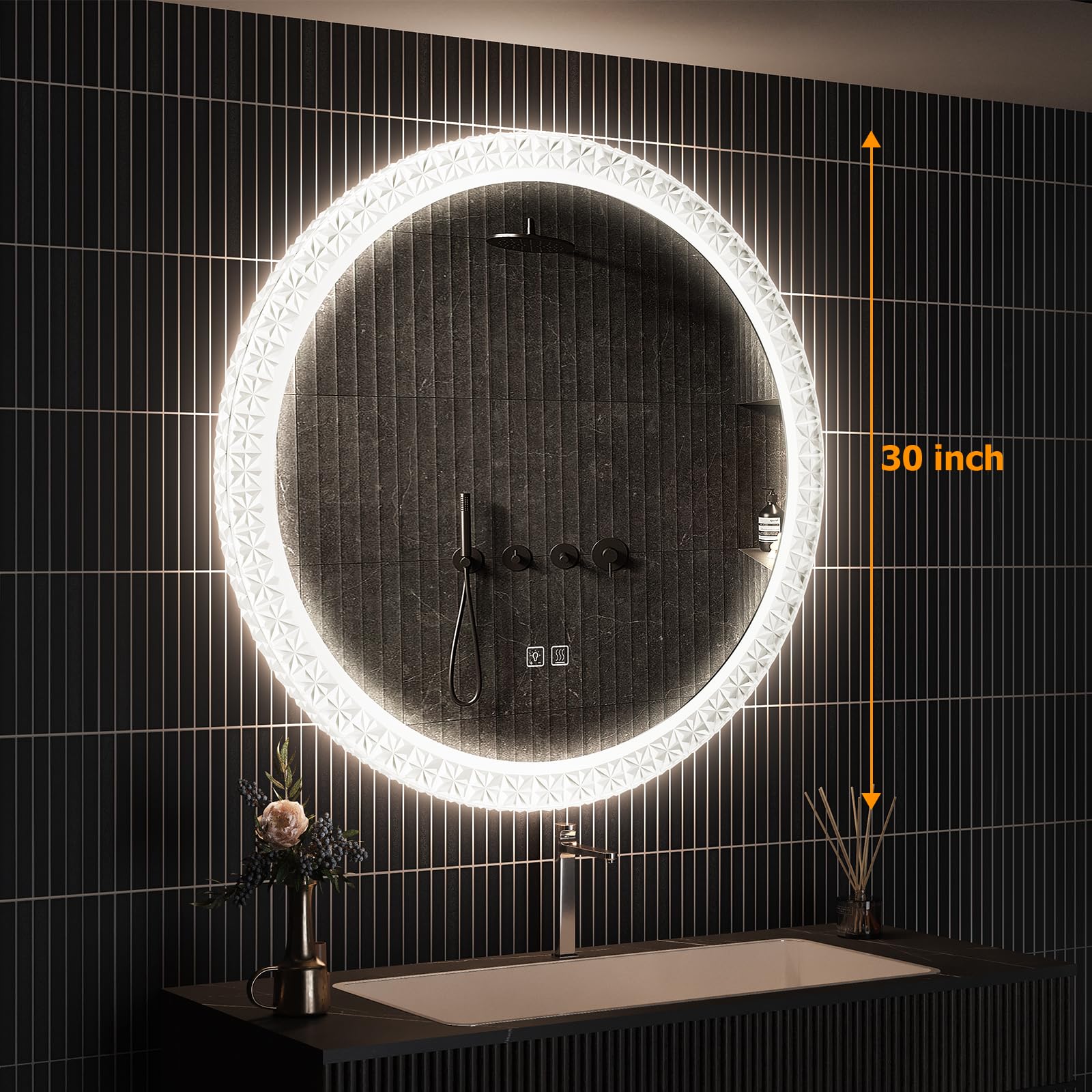 Round Acrylic LED Bathroom Mirror