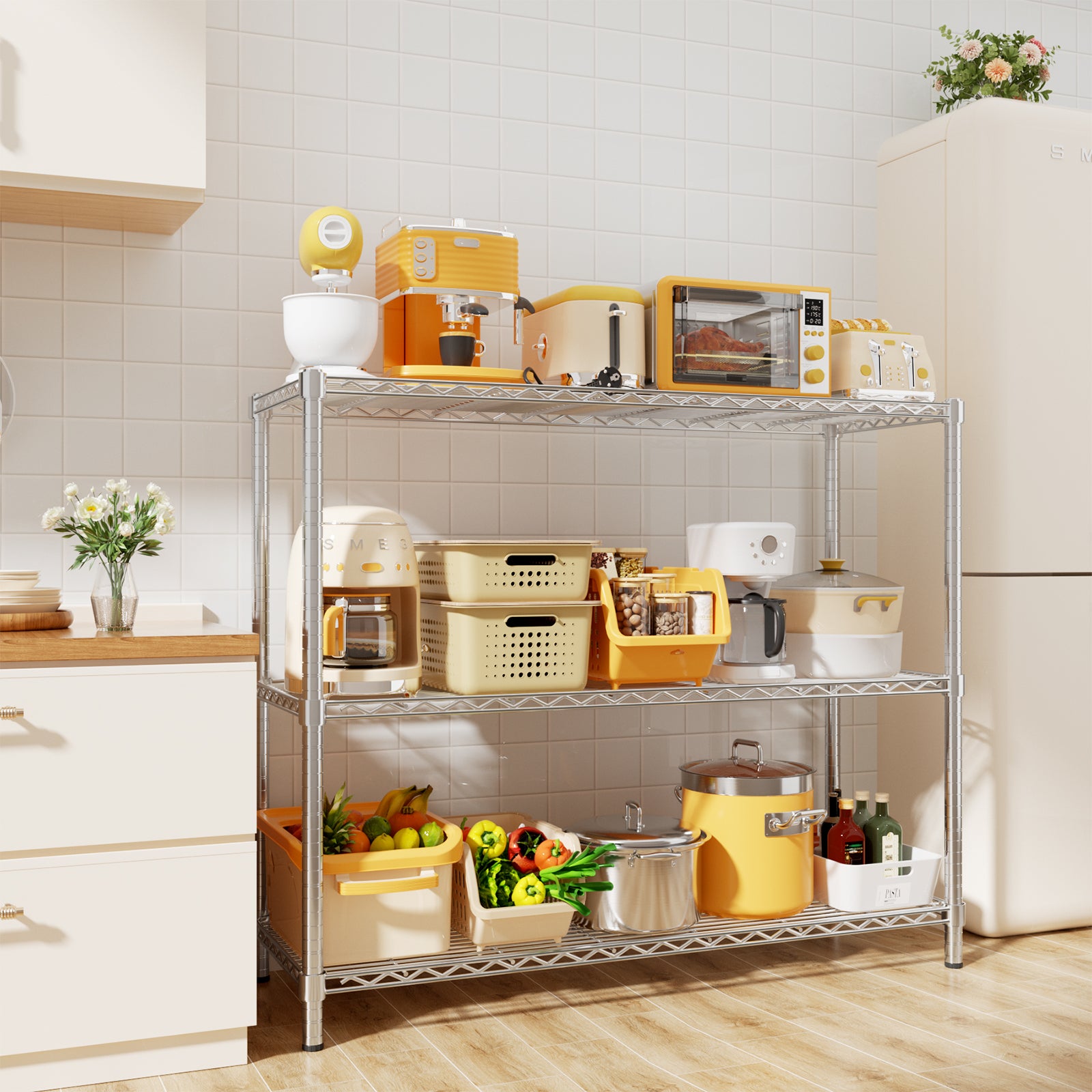 5-Tier Height-Adjustable Garage Wire Shelving Unit for Kitchen, Laundry Room, Pantry, Warehouse, Basement