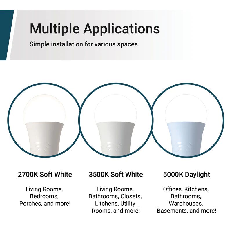 50-250-Watt Equivalent A21 E26 LED Light Bulb 5000K in Day Light by a Switch to Adjust, A Bulb Included(6-Pack)