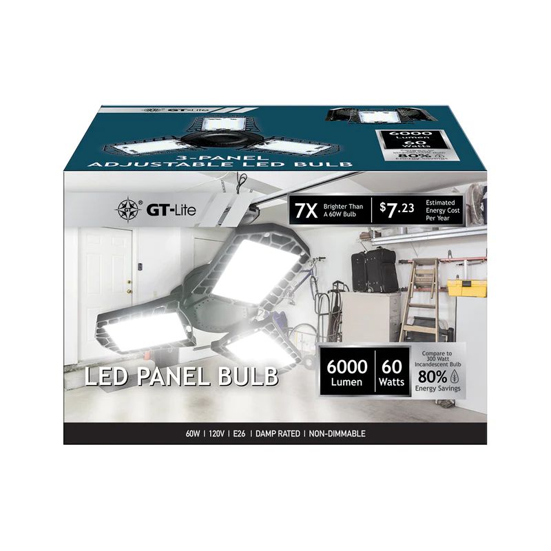 300-Watt Equivalent Panel E26 LED Light Bulb 5000K in Bright White with Sturdy Structure,3-Bulbs Included (8-Pack)