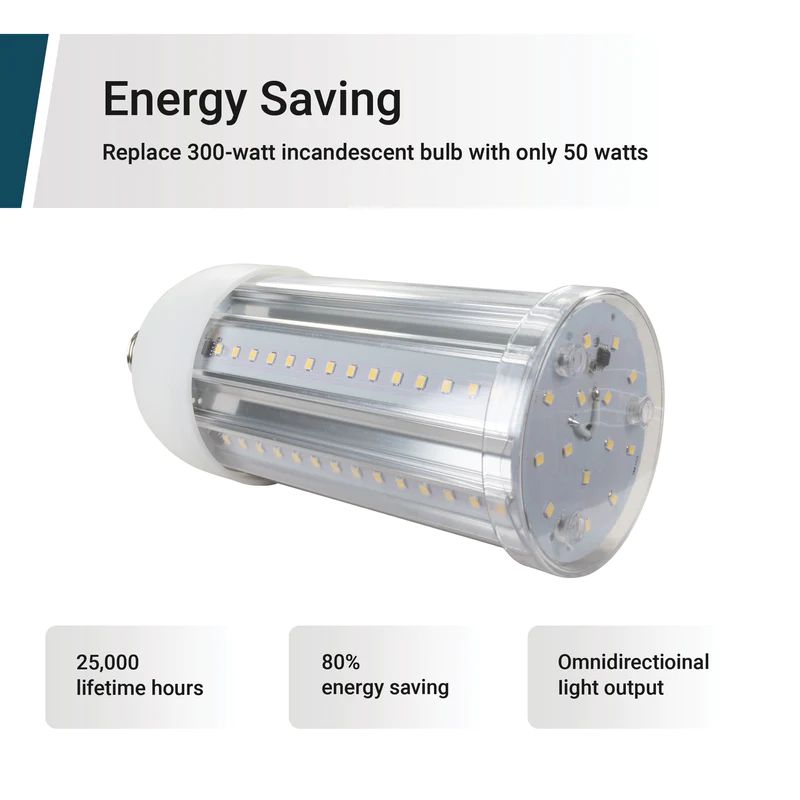 250-Watt Equivalent Cob E26 5000 Lumen robust LED Light Bulb 5000K in Bright White, a Bulb Included (8-Pack)
