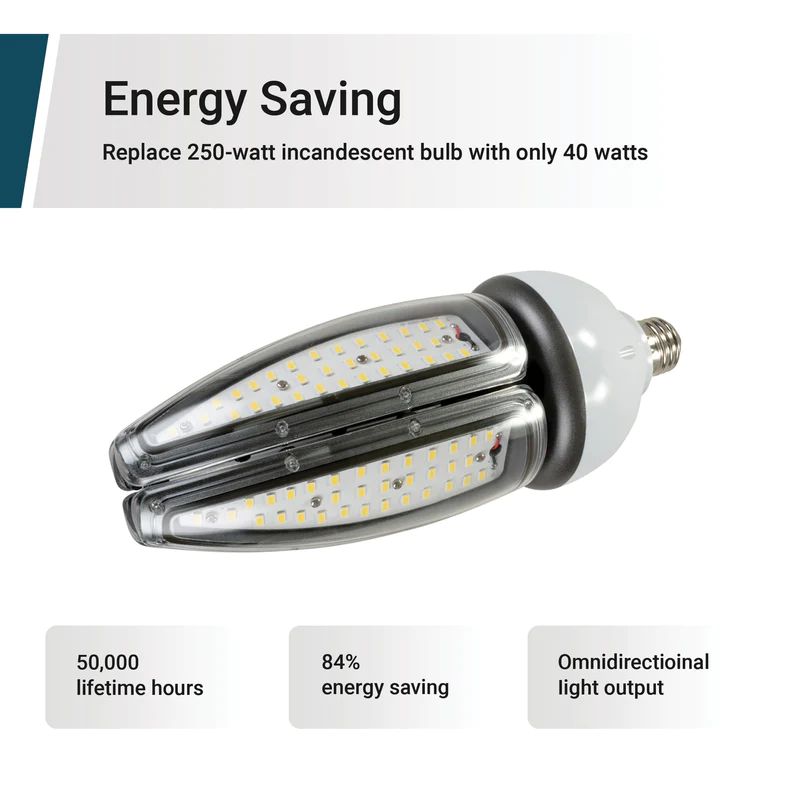 250-Watt Equivalent Cob E26 4500 Lumens LED Light Bulb 5000K Sunlight Color Temperature in Bright White (4-Pack)