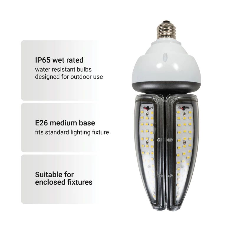 250-Watt Equivalent Cob E26 4500 Lumens LED Light Bulb 5000K Sunlight Color Temperature in Bright White (4-Pack)