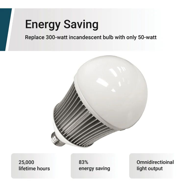 250-Watt Equivalent A-Line E26 5000 Lumens LED Light Bulb 5000K Sunlight Color Temperature in Bright White (4-Pack)