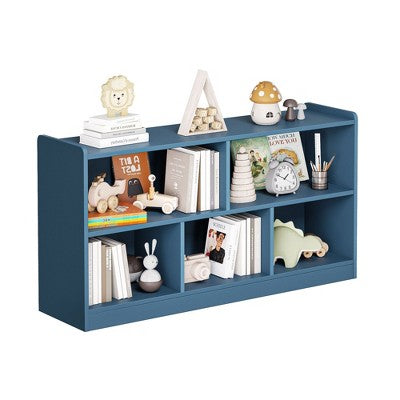 Wooden Storage Cabinet with 5 Sections Montessori Kids Bookshelf and Toy Organizer for Nursery Playroom and Classroom