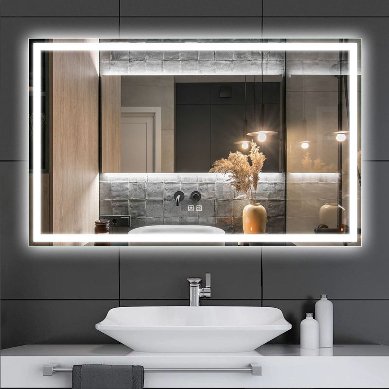 Frameless Frosted Square Led Bathroom Mirrors with Dimmable Lights