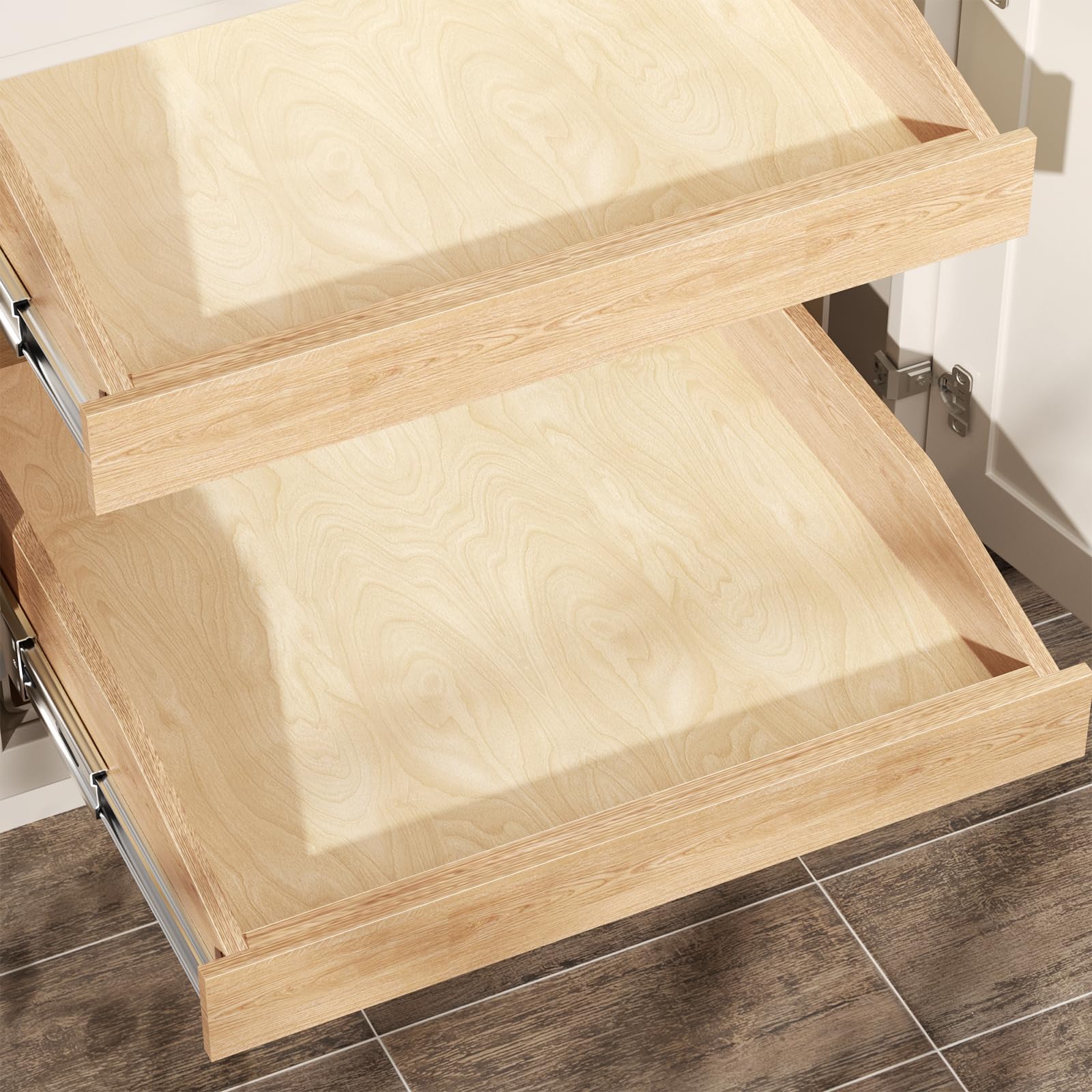 2 Tier Pull Slide Out Cabinet Organizer Hard Close