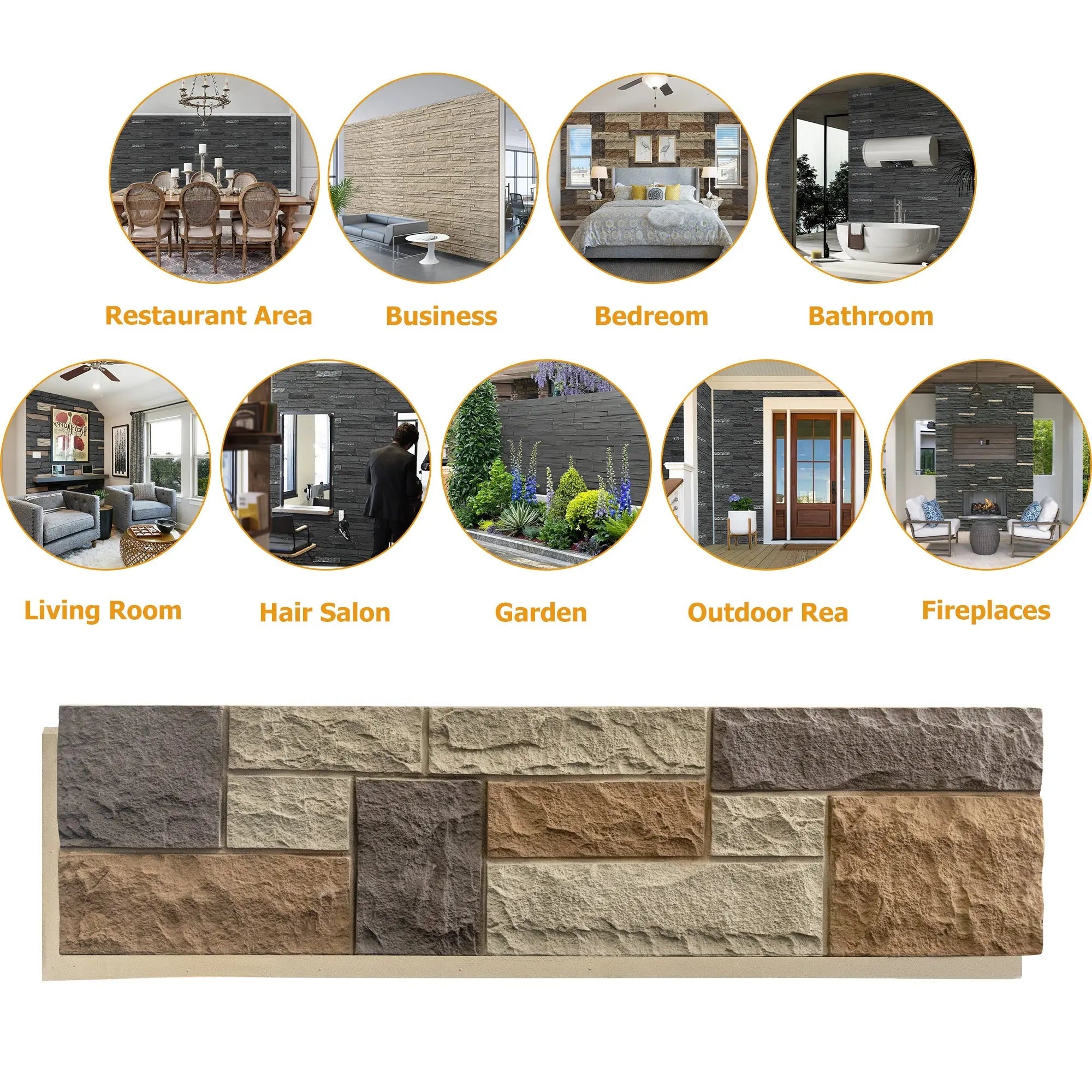 Hausvita PU Stone Panel Faux Stone Look Wall 47.24"L x11.81"W