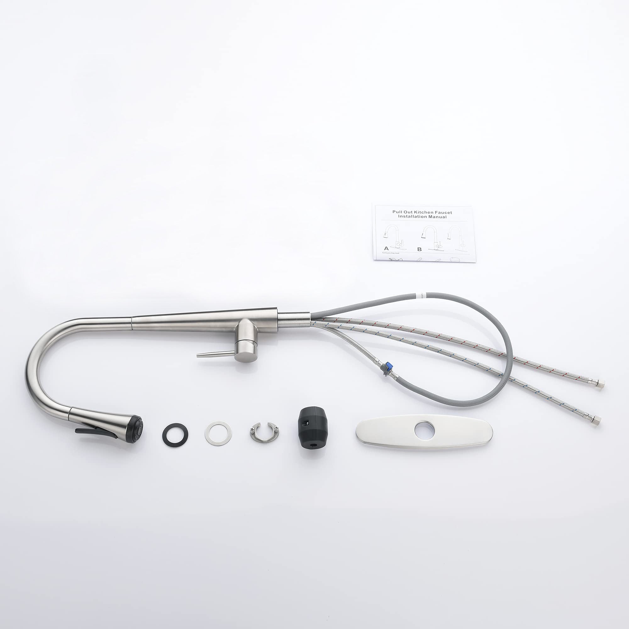 4 Mode Pull Down Sprayer Kitchen Faucet Brushed Nickel with Aquablade Function