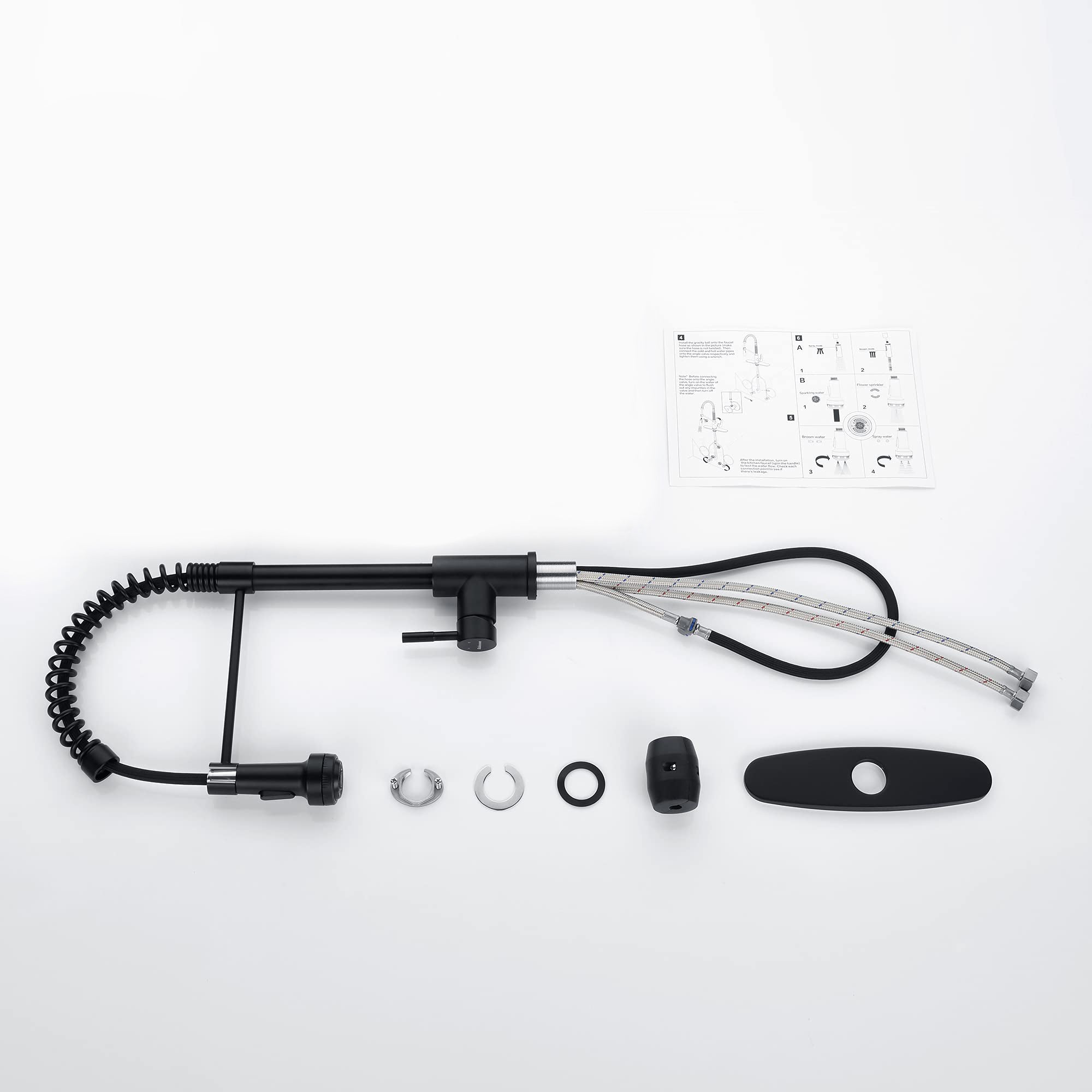 Kitchen Faucet with 4 Mode Pull Down Sprayer Matte Black