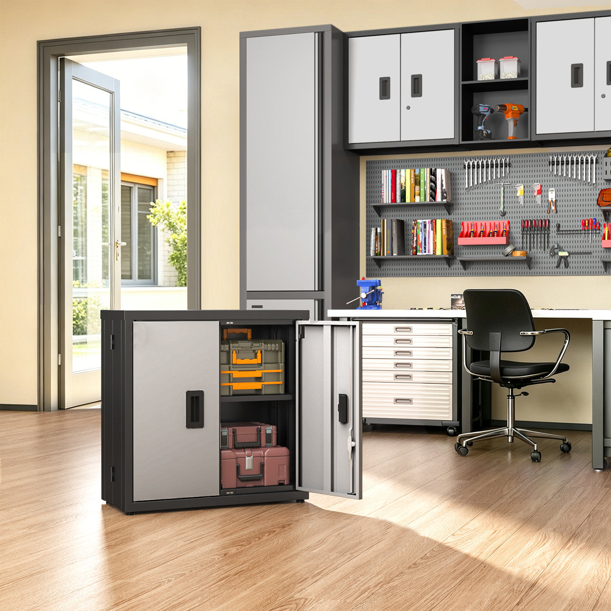 Metal Tool Garage Storage Cabinet with Wheels And Lock