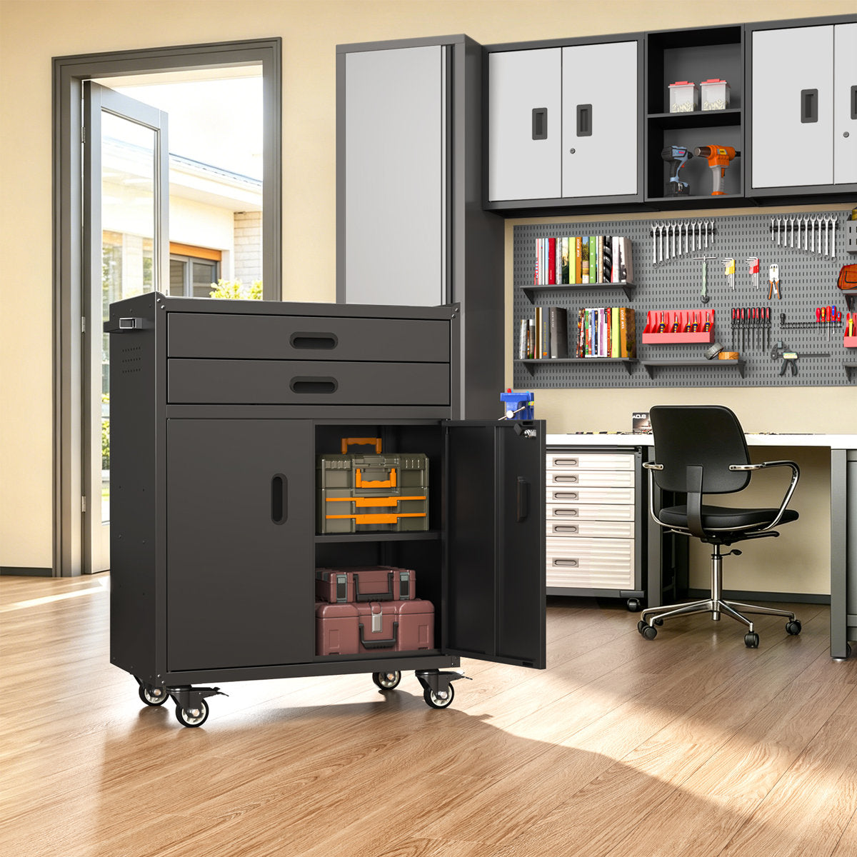 Metal Tool Garage Storage Cabinet with Wheels And Lock
