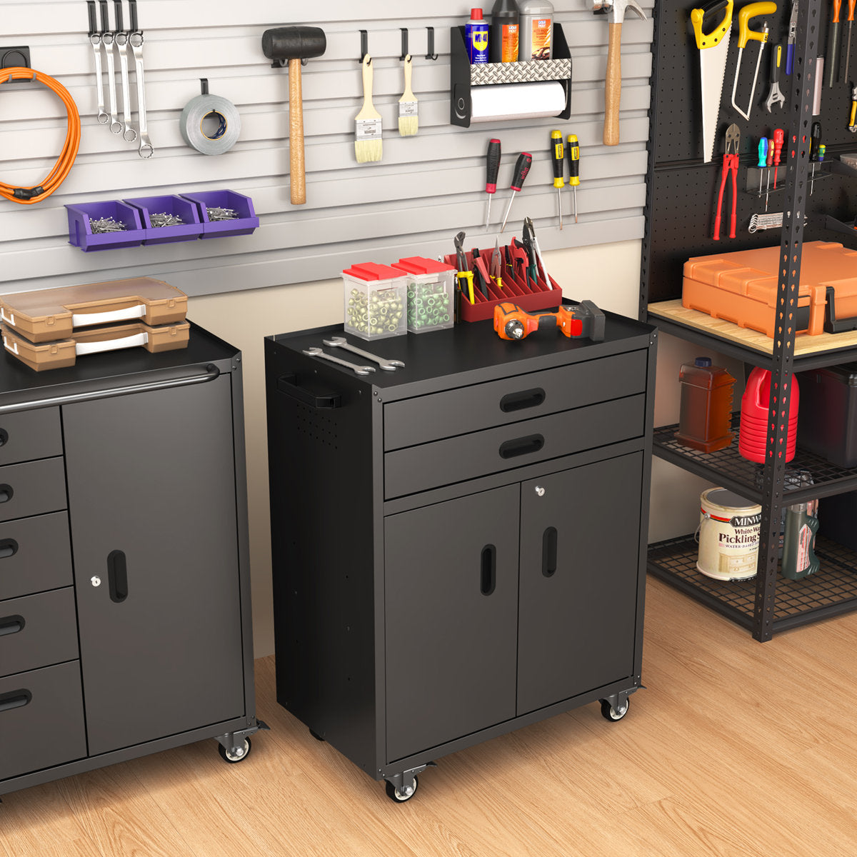 Metal Tool Garage Storage Cabinet with Wheels And Lock