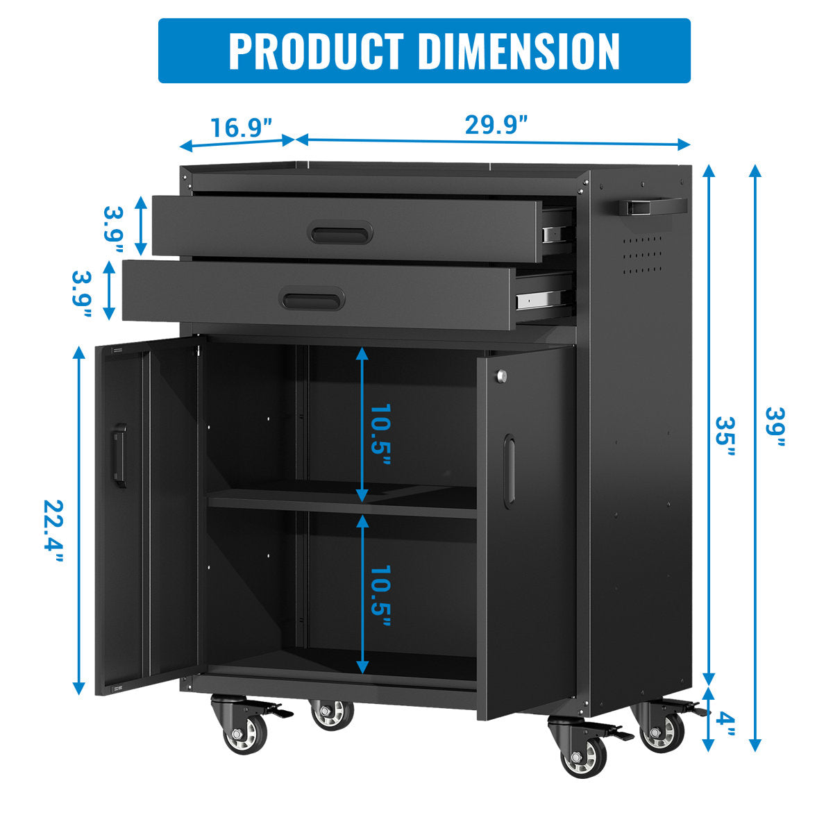 Metal Tool Garage Storage Cabinet with Wheels And Lock