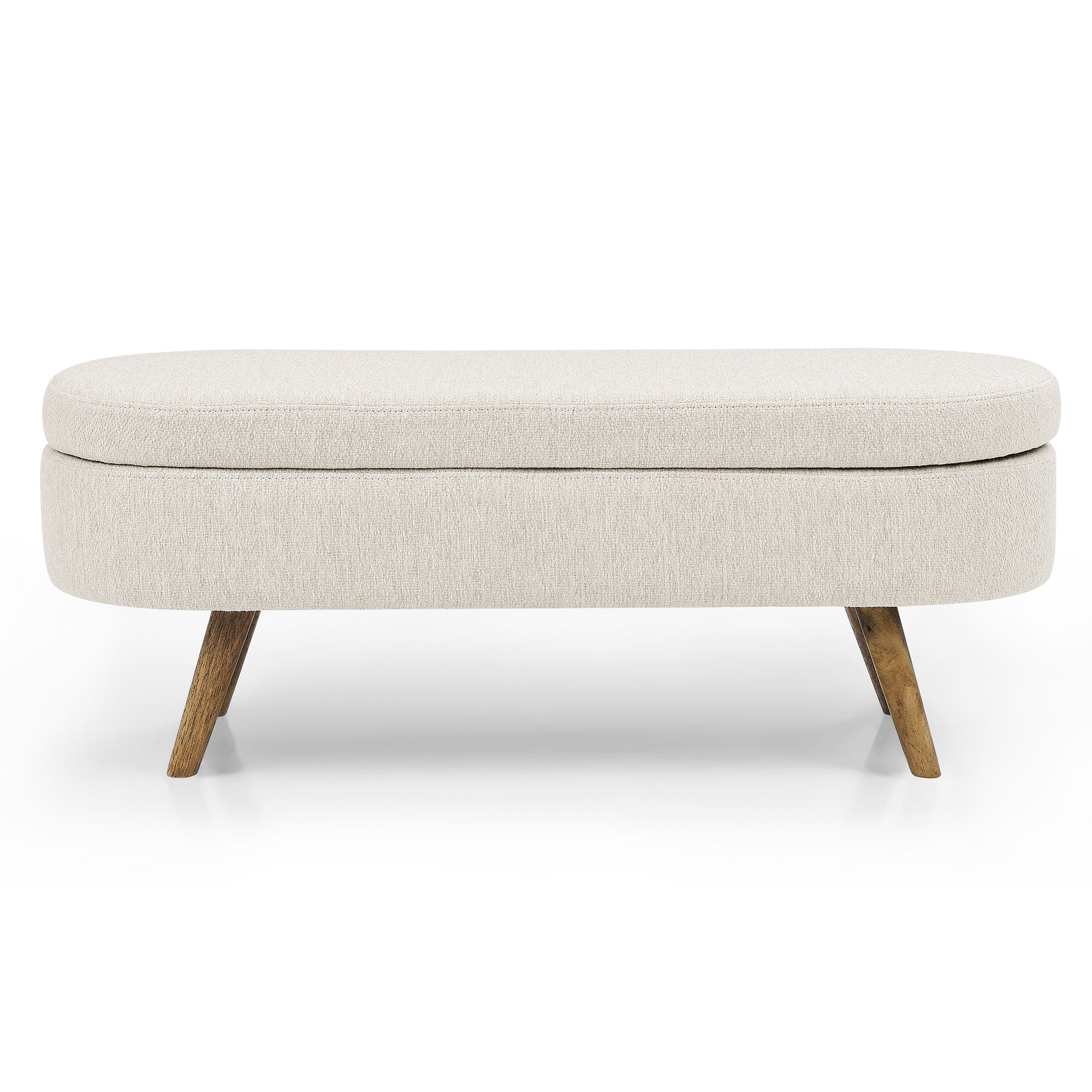 Ottoman Oval Storage Bench,Rubber Wood Legs(43.5"x16"x16")