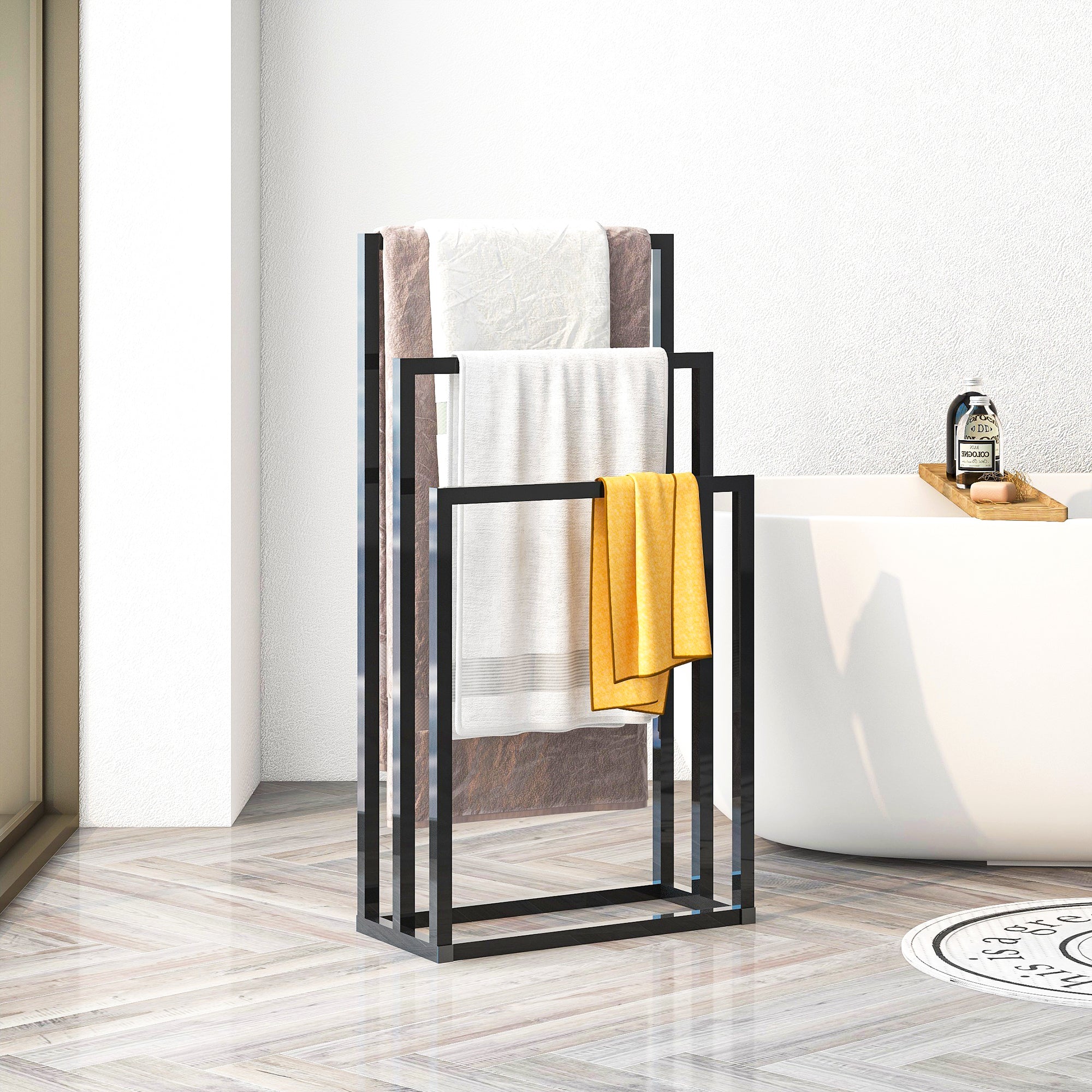 Metal Freestanding Towel Rack 3 Tiers Hand Towel Holder Organizer for Bathroom Accessories