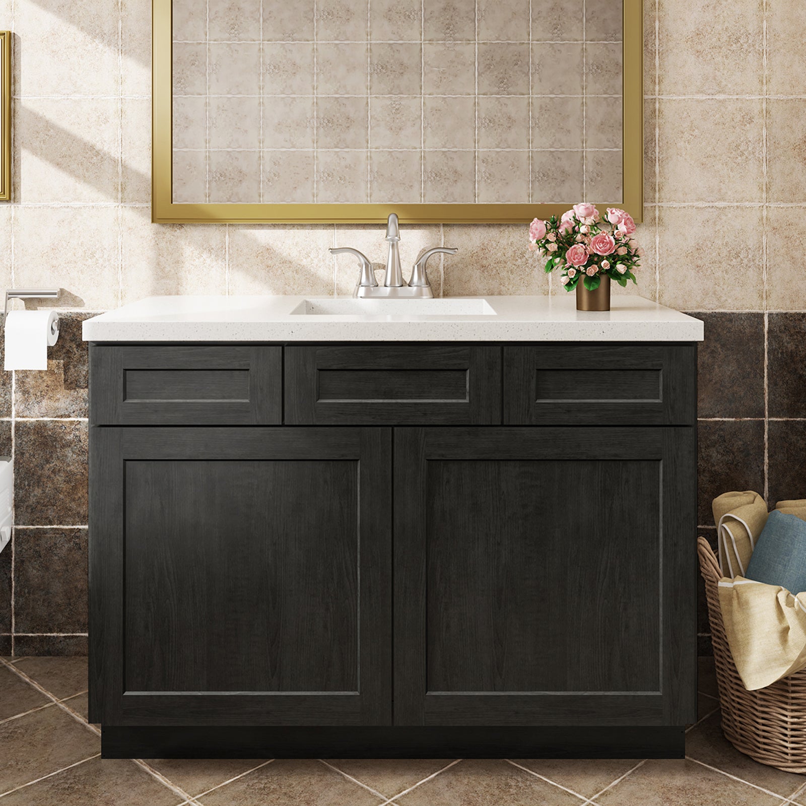 V Series Double Door Two Drawer Bathroom Vanity Base Cabinet, Kitchen Cabinet