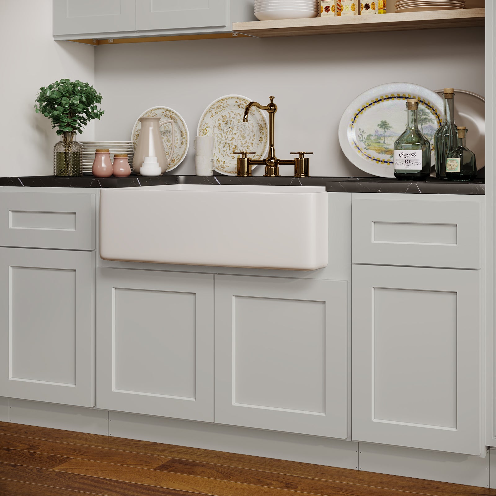 FSB Series Plywood Ready to Assemble Farm Sink Base Cabinet with 2 Doors