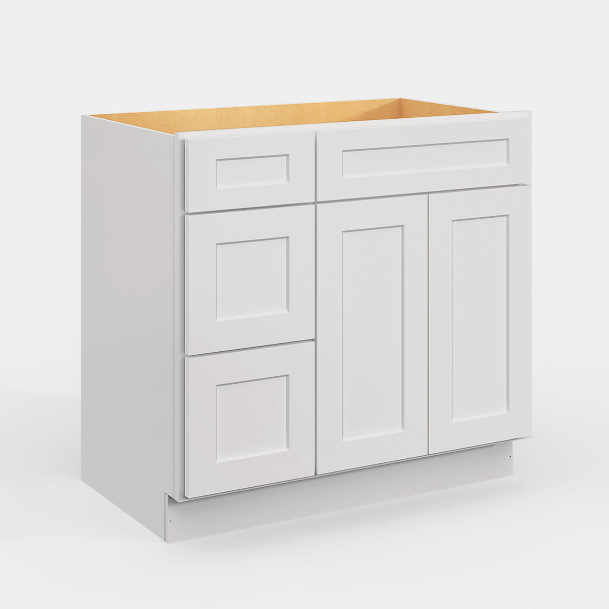 V Series One Left Door Three Drawer Bathroom Vanity Base Cabinet, Kitchen Cabinet