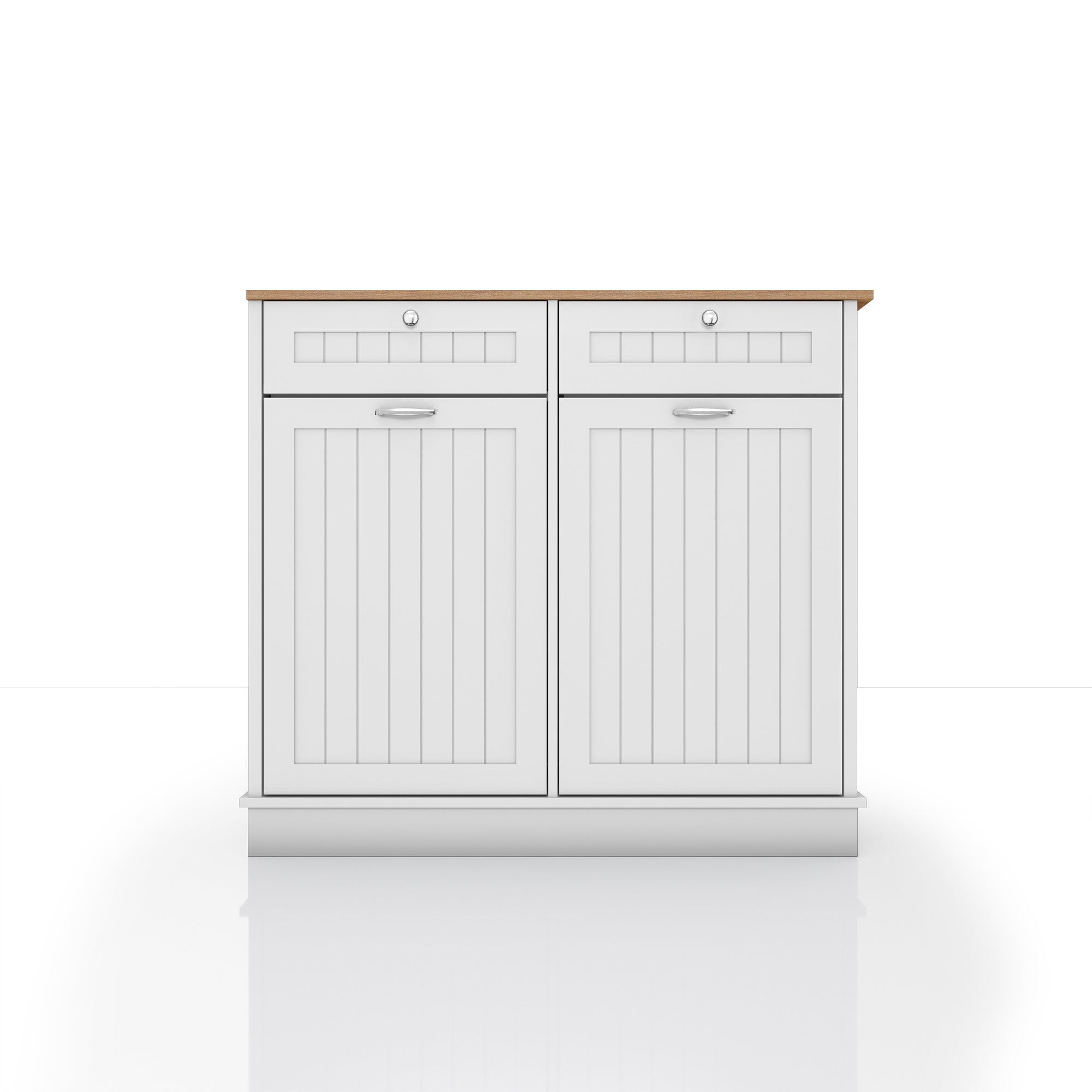 40 in. W x 14 in. D x 36 in. H Ready to Assemble Floor Base Tilt-Out Trash Kitchen Cabinet in White with 2-Drawer