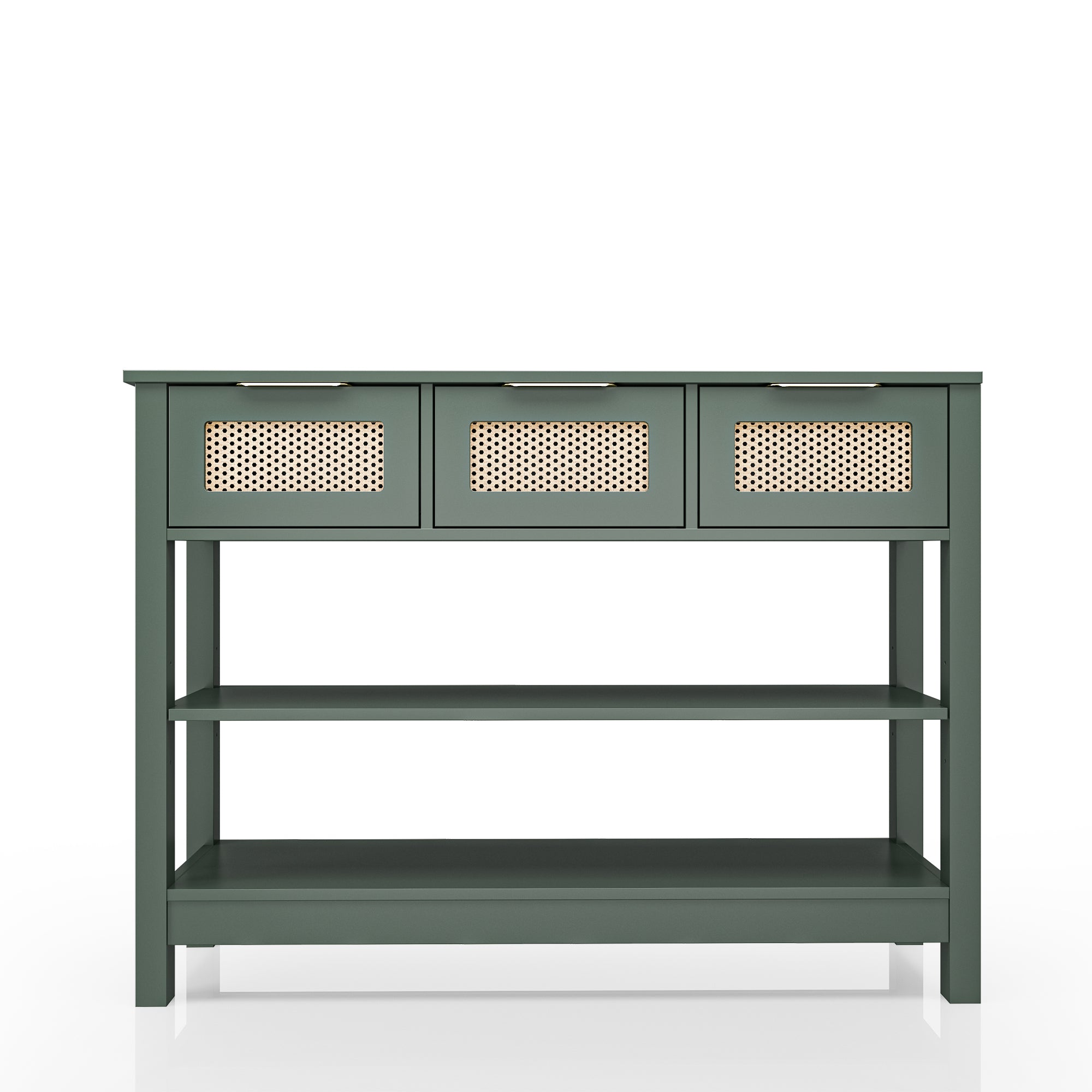43.3 in. Natural Rectangle Wood Console Table with 3 Top Drawers and 2 Open Shelves
