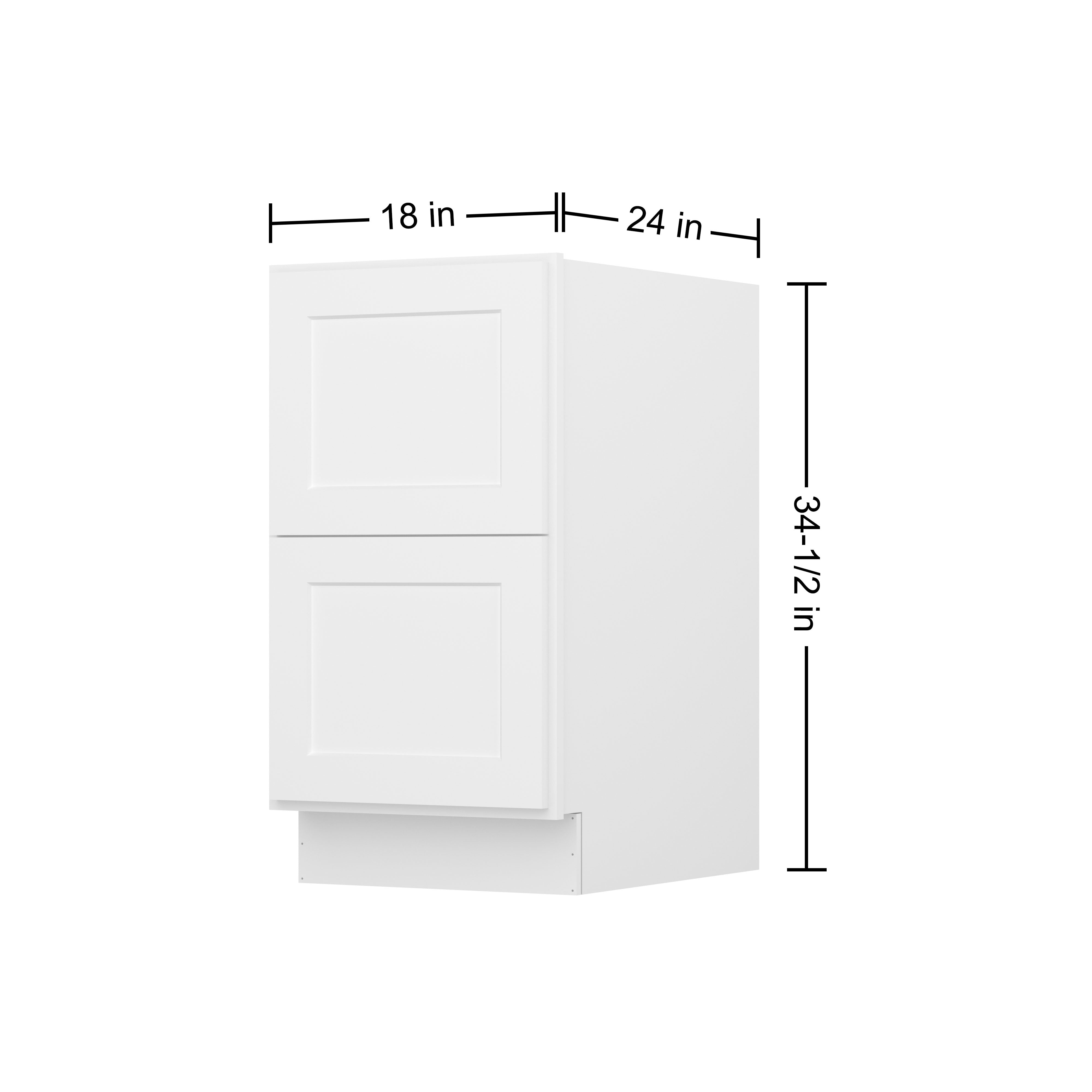 Easy DIY 18 in. W x 24 in. D x 34.5 in. H in Shaker White Ready to Assemble Drawer Base Kitchen Cabinet with 2-Drawers